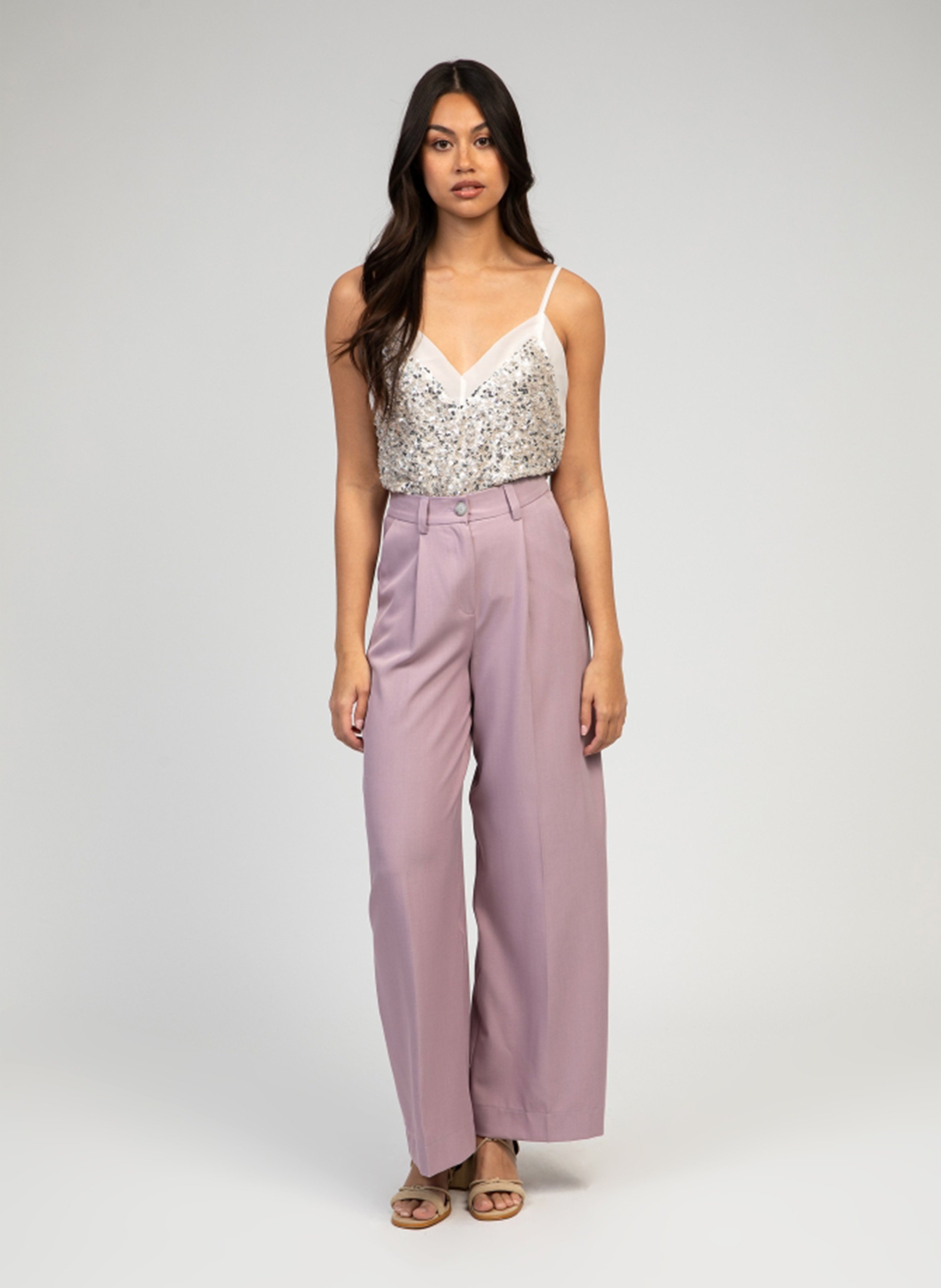 V-neck sequin camisole AN'GE White