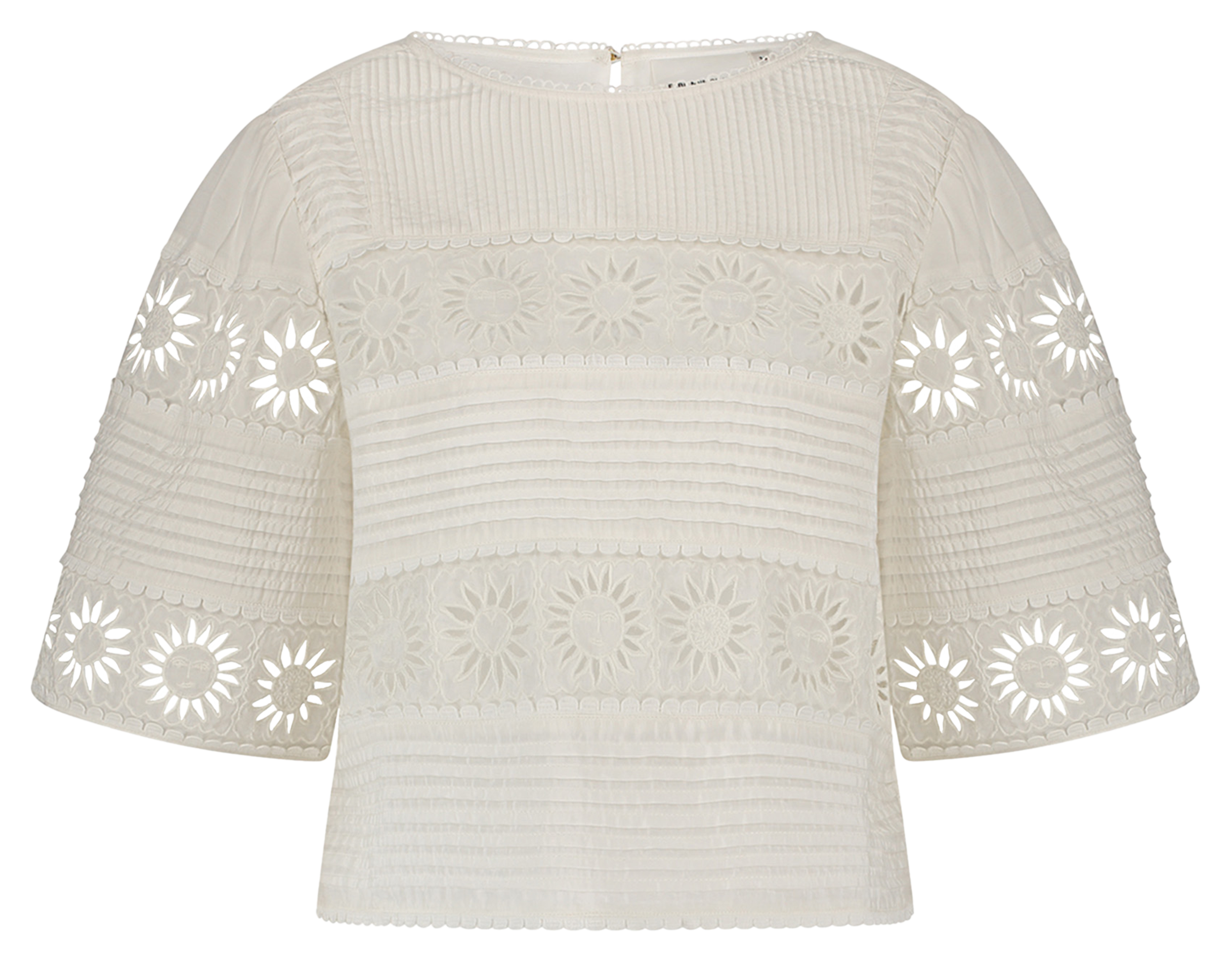 Top ample col rond brodé Blanc