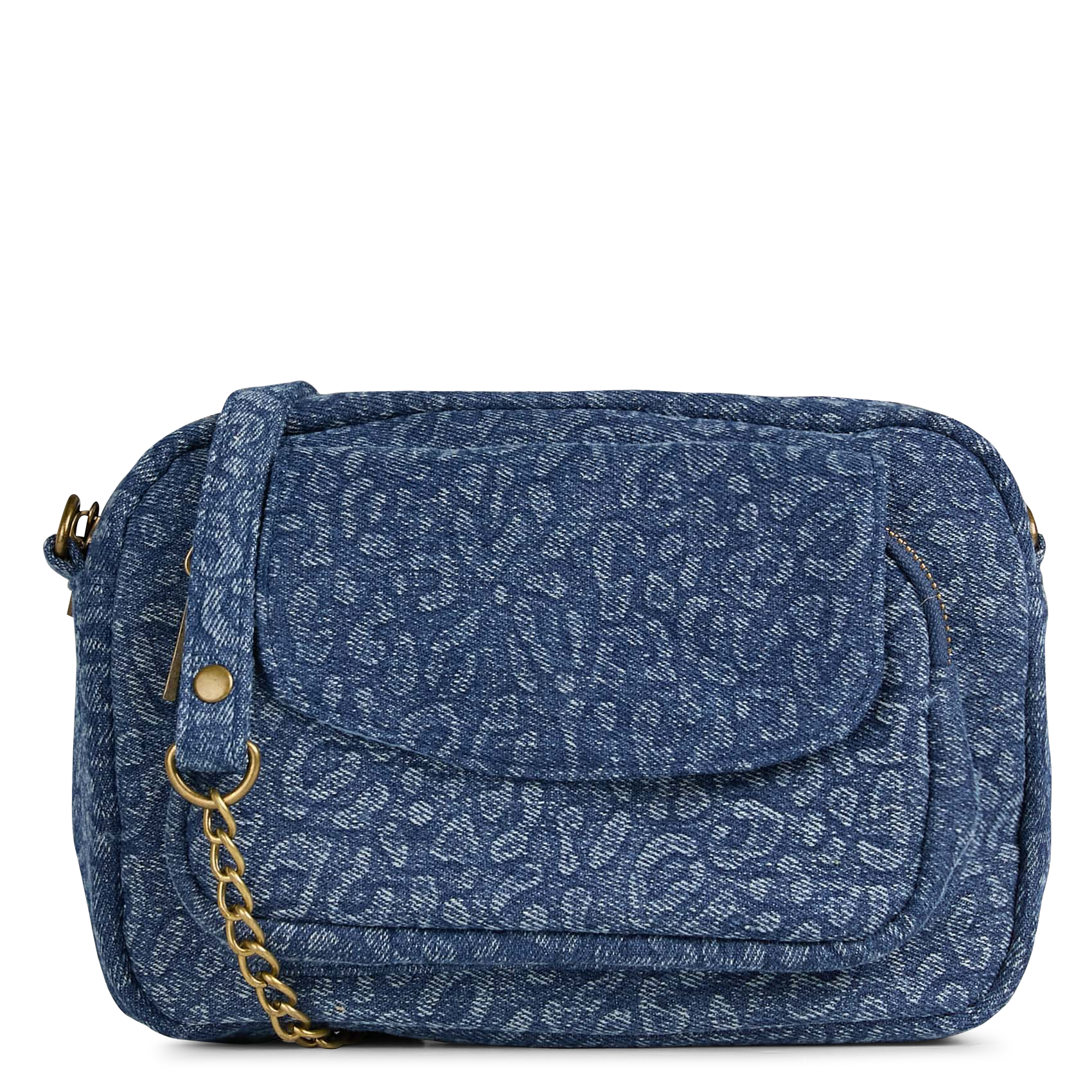 Cotton-blend shoulder bag PIECES Blue