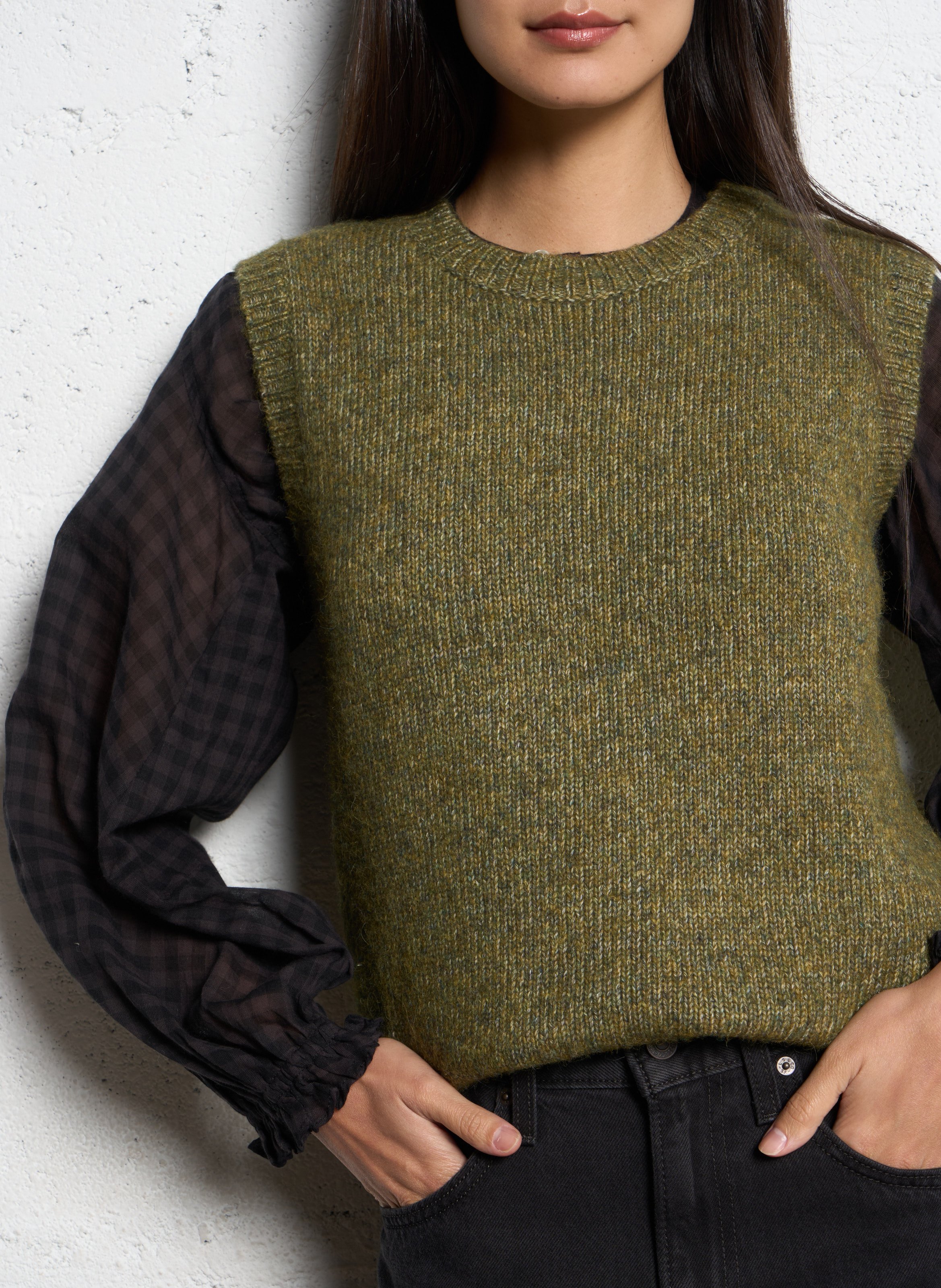 Gerade geschnittener Pullover aus Wollmix JC SOPHIE Grun