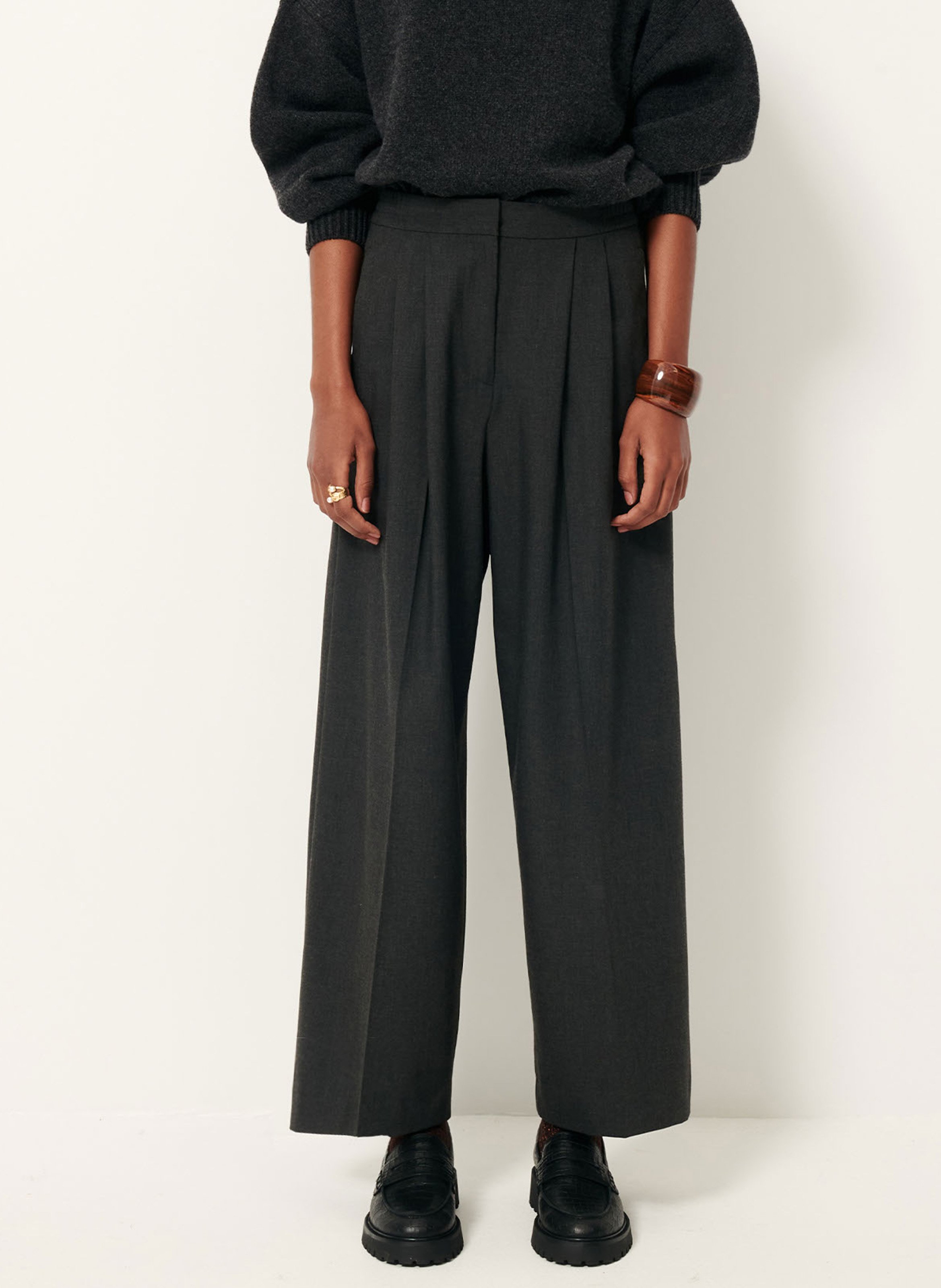 High-waisted wide-leg pants SESSUN Grey