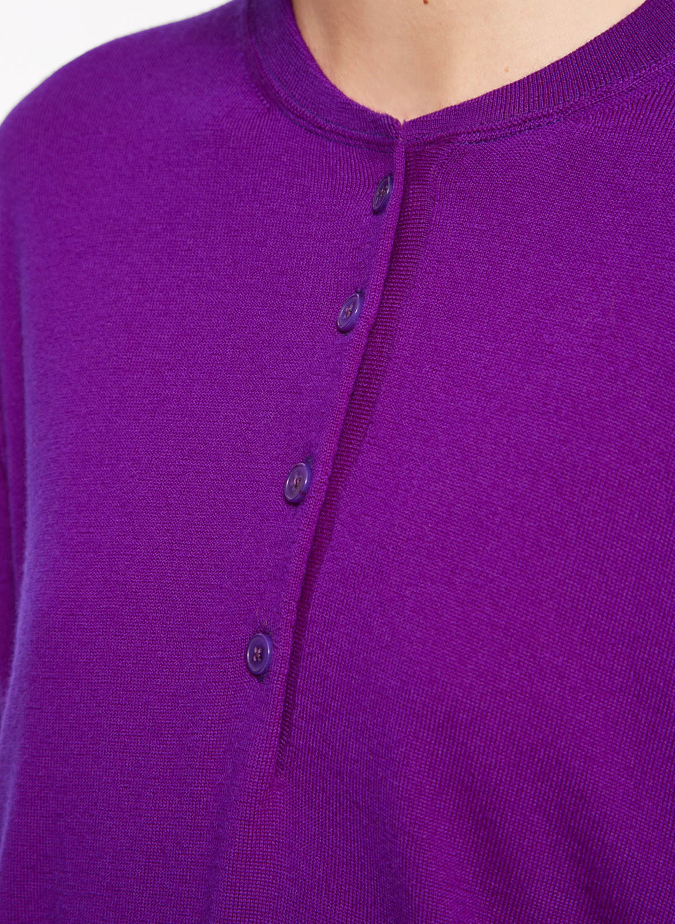 Pull ample col rond brodé en laine vierge ROSEANNA Violet