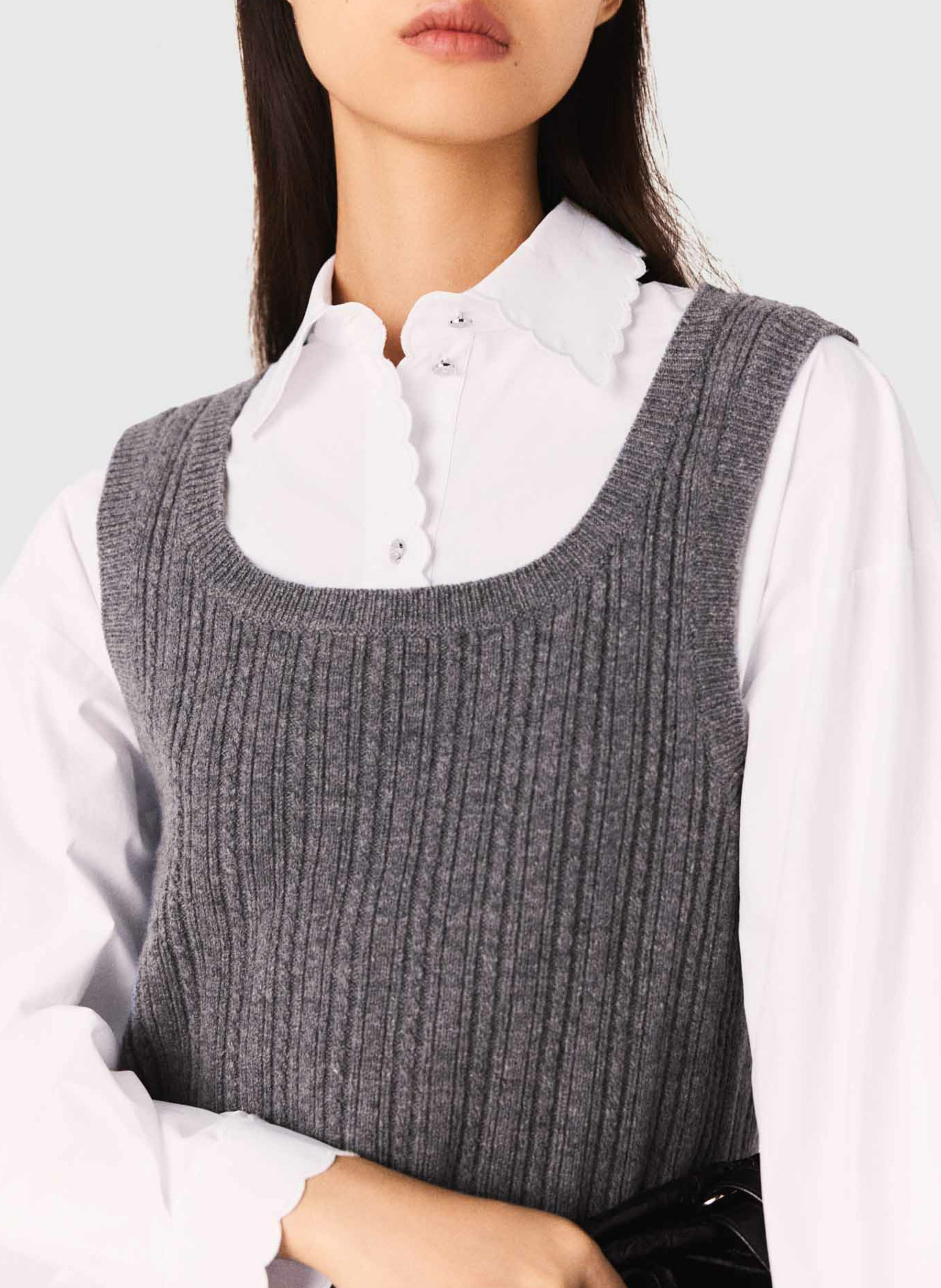 Top en maille 2-en-1 MAJE Gris