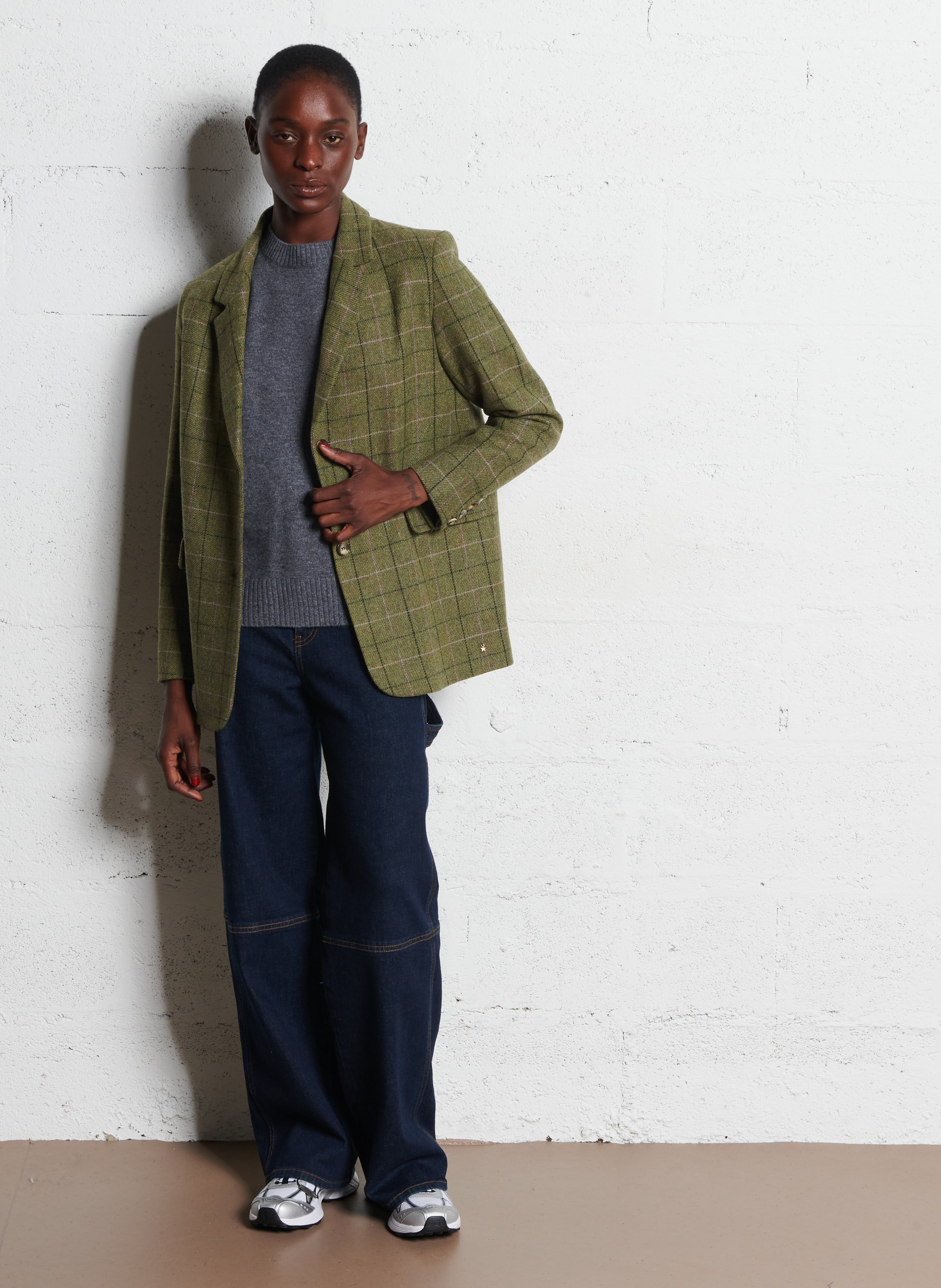 Checked wool blazer DES PETITS HAUTS Green