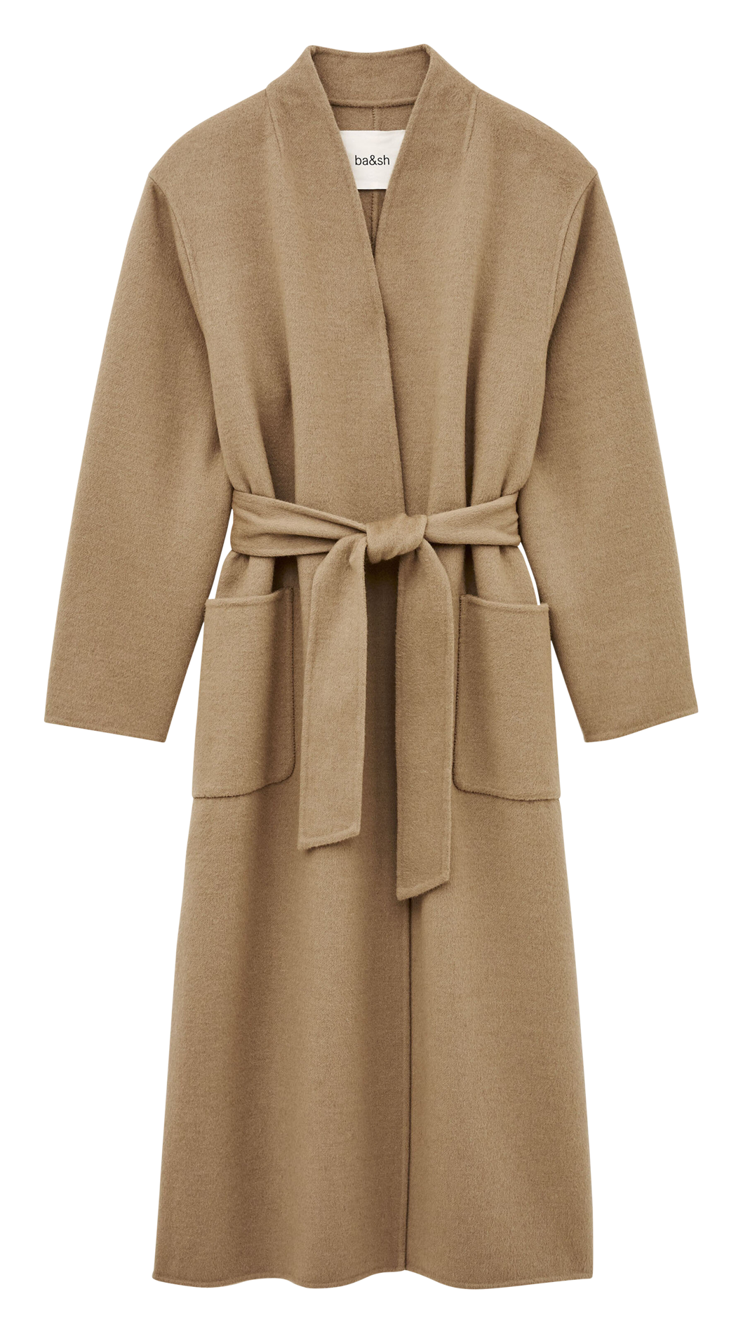 Long wool blend v-neck coat BA&SH Brown