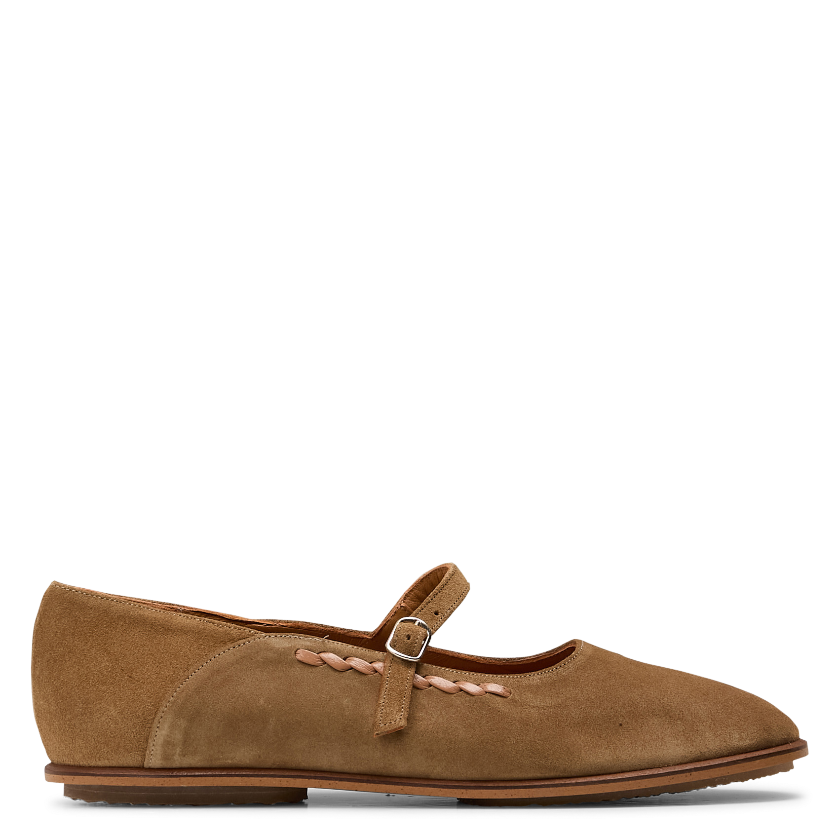 Suede ballet flats with leather strap NAGUISA Brown