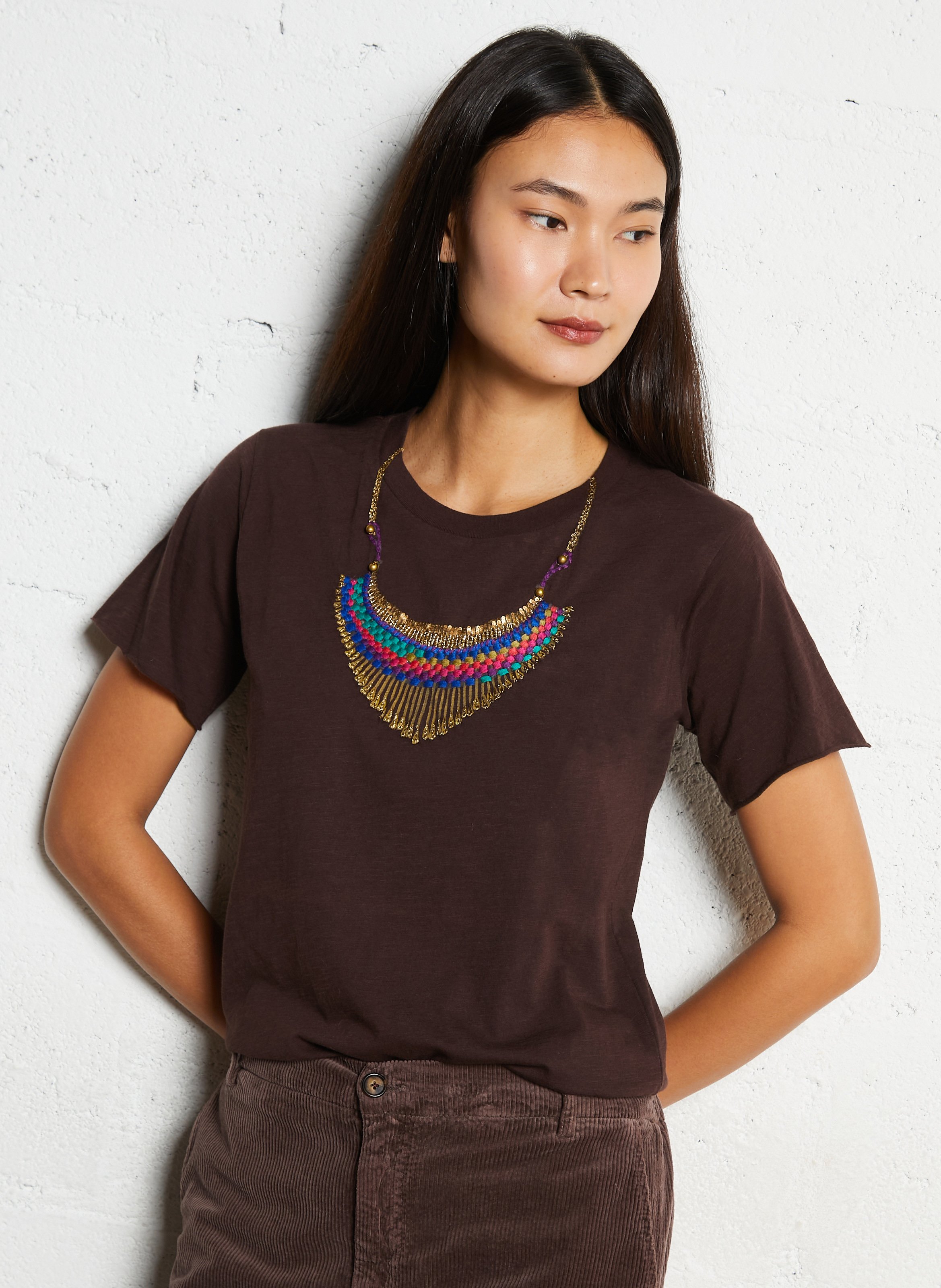 T-shirt van biokatoen met ronde hals LEON & HARPER