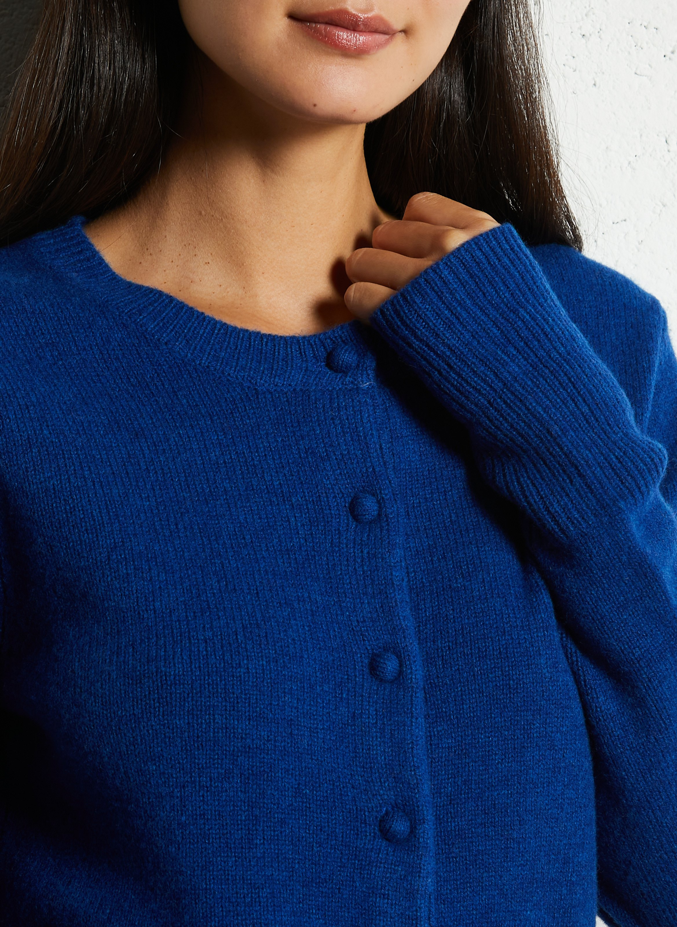 Cardigan droit en laine BELLA JONES Bleu
