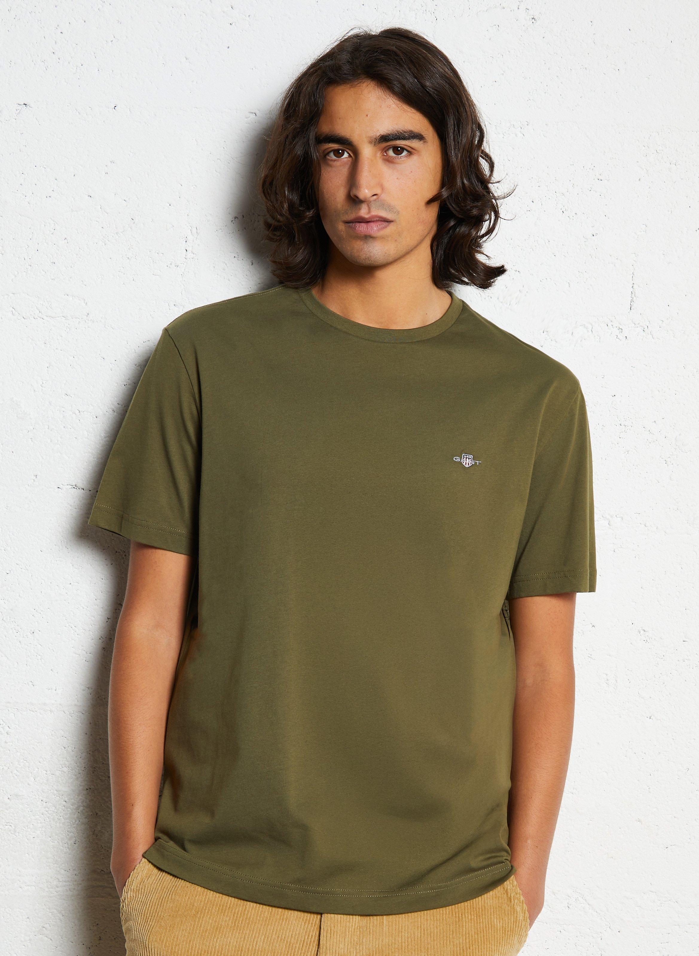 Straight cotton round-neck T-shirt GANT Green