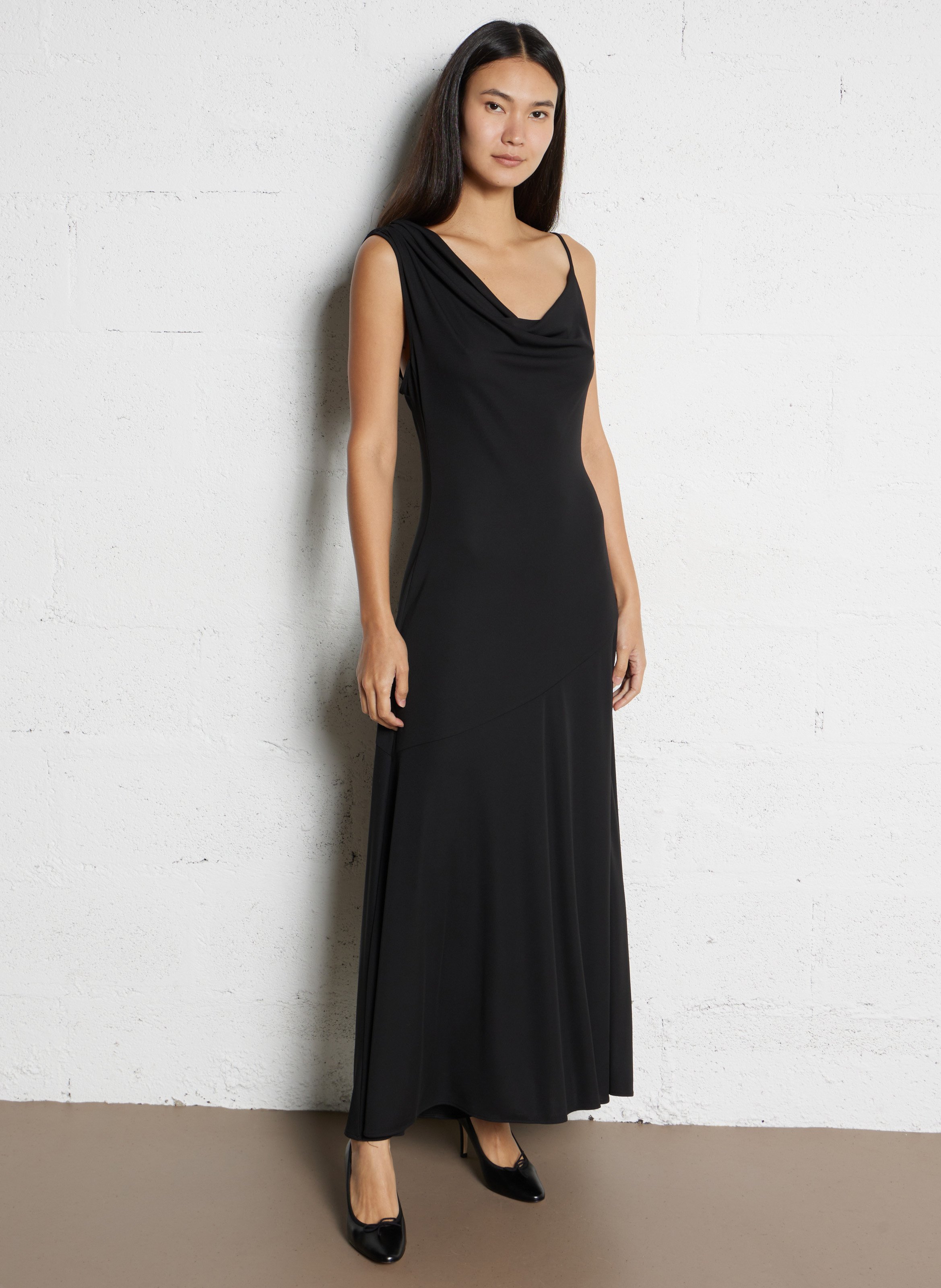 Robe longue col asymétrique  IMPERIAL Noir