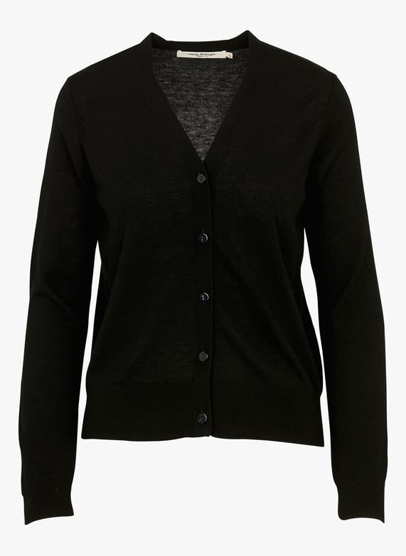 Chaleco recto cuello en v de lana merino mezclada Black Nice