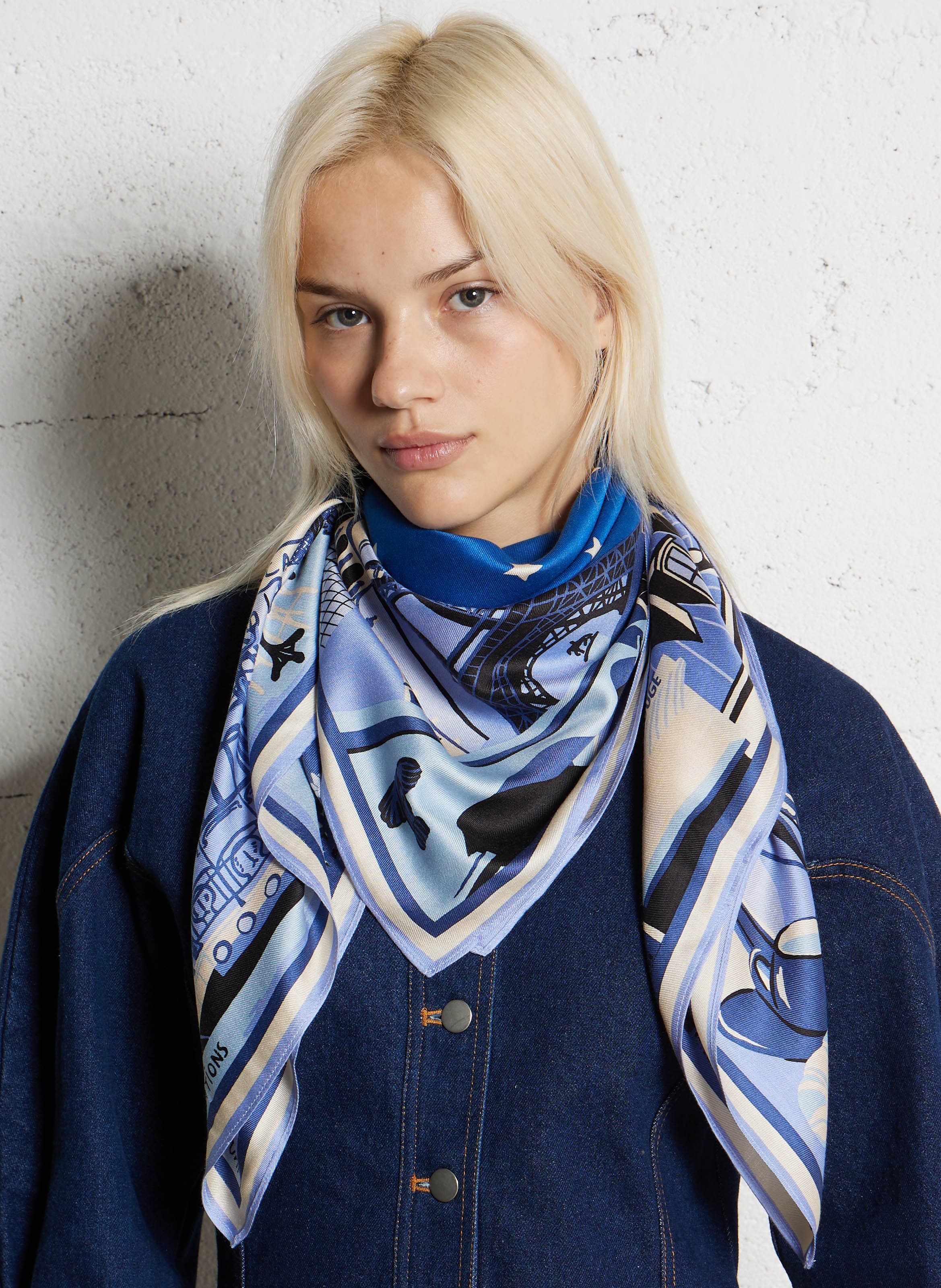 Silk-blend scarf INOUI EDITIONS Blue