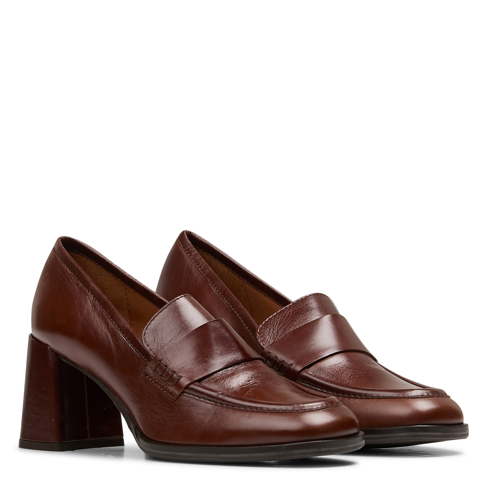 Heeled leather loafers BILLI BI Brown