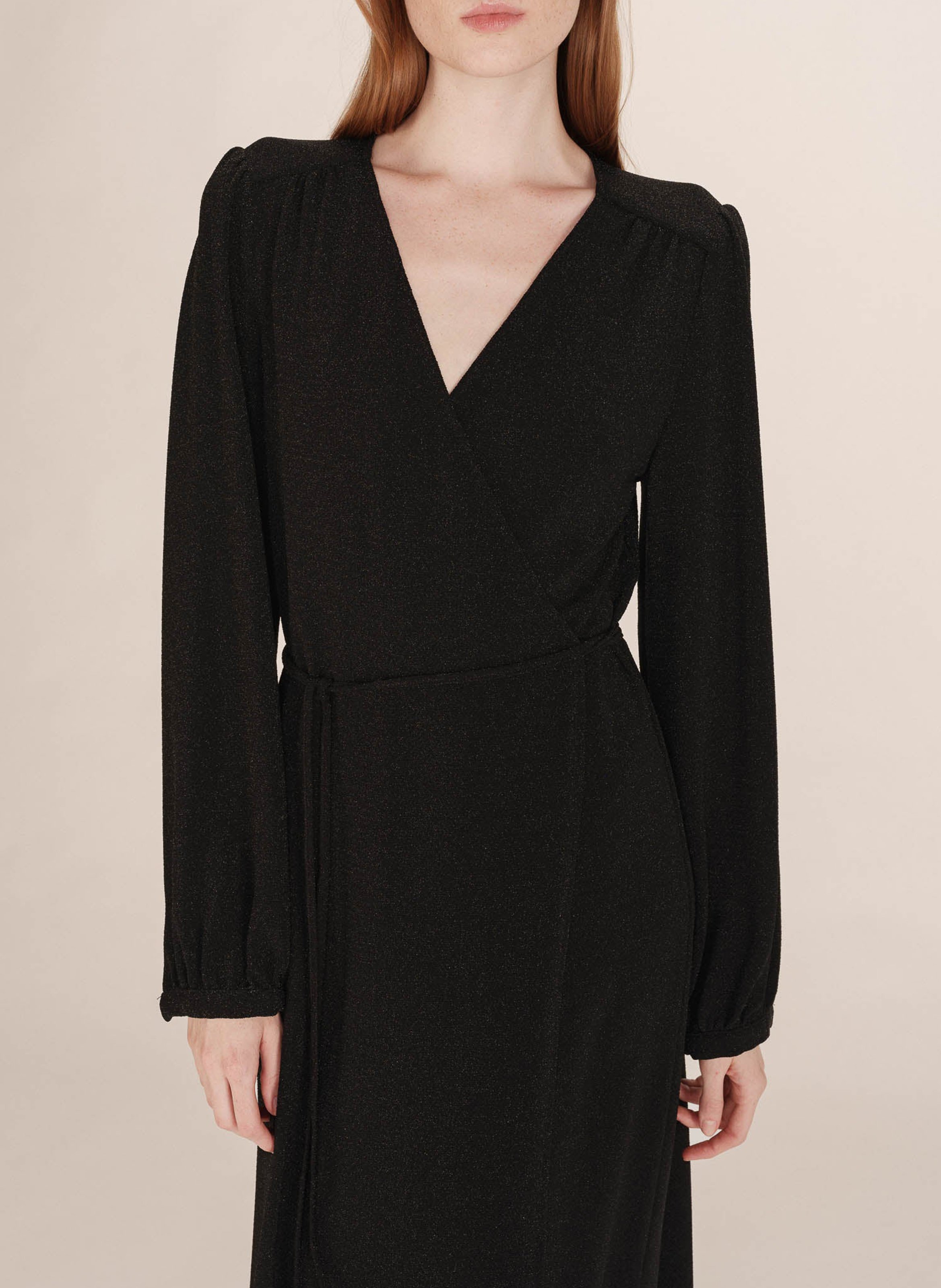 Sequined wrap long dress GRACE ET MILA Black