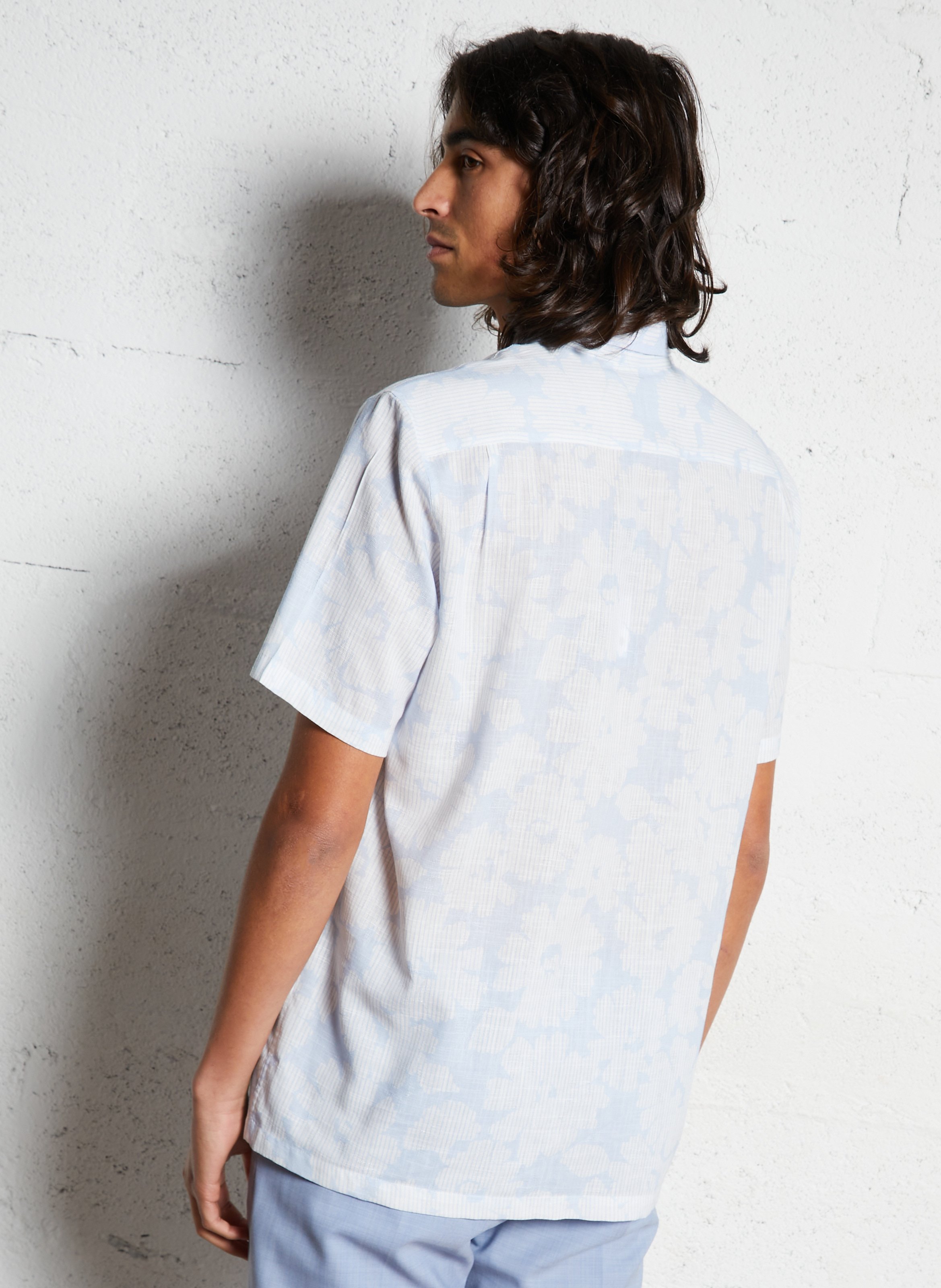 Chemise droite col parisien imprimé floral IKKS Bleu