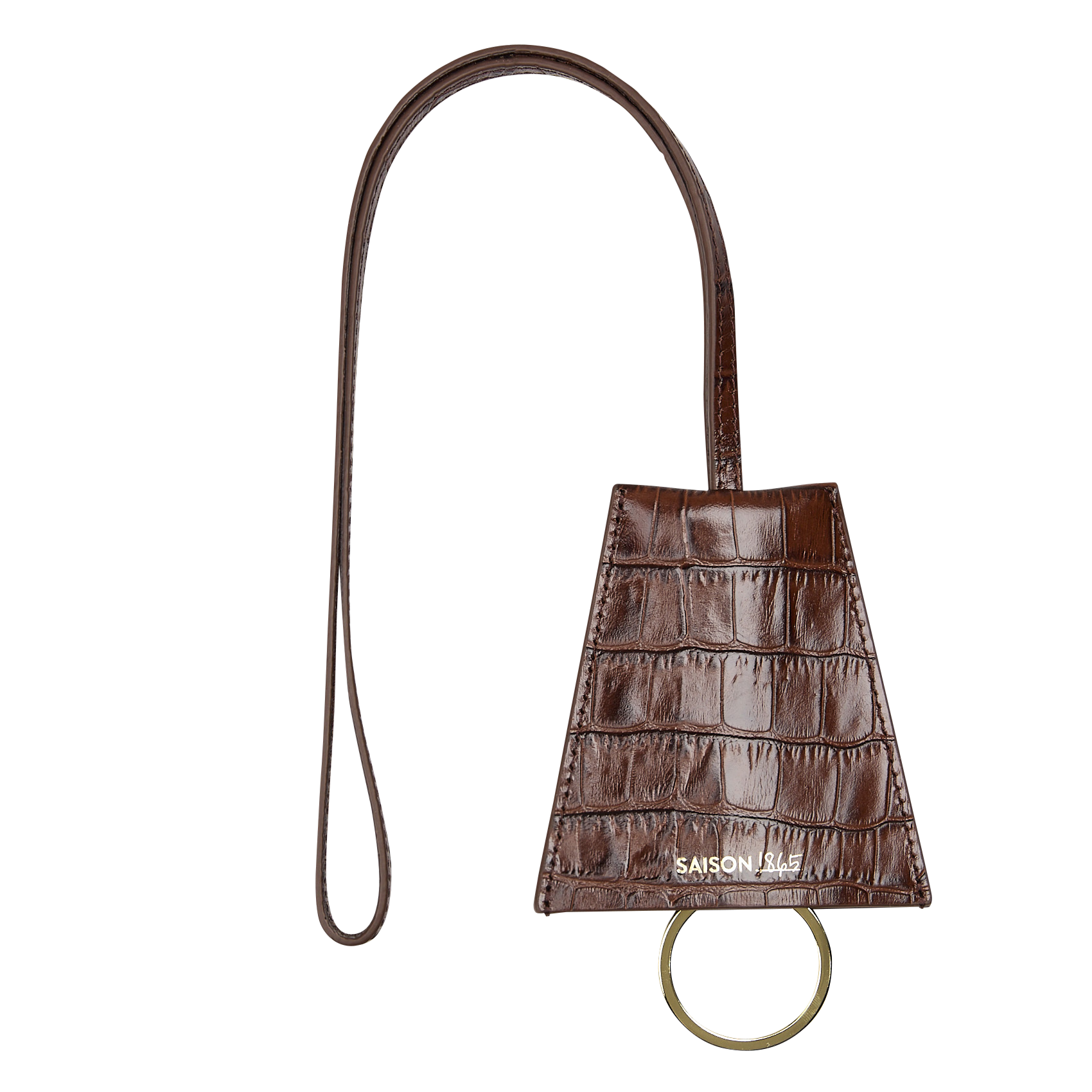 Sleutelhanger van krokodil reliëfleer SAISON 1865 Bruin