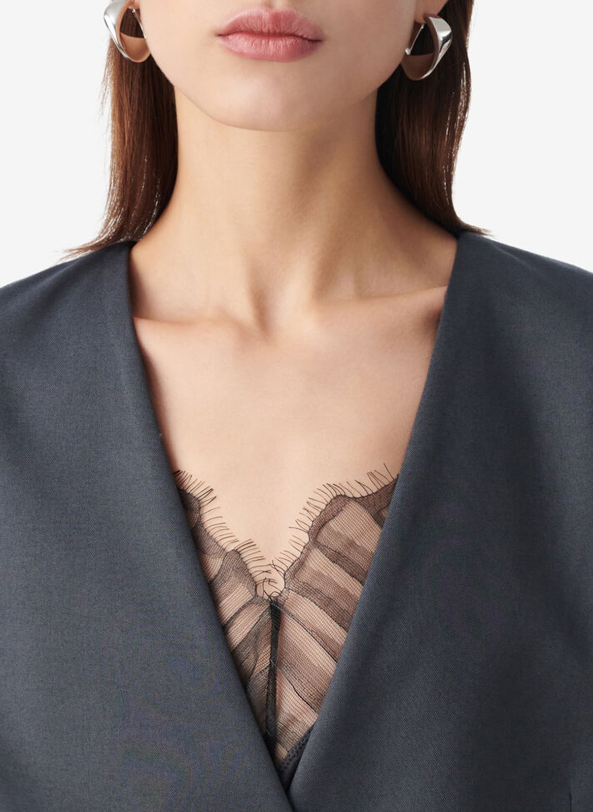 Solid V-neck tailored blazer IRO Grey