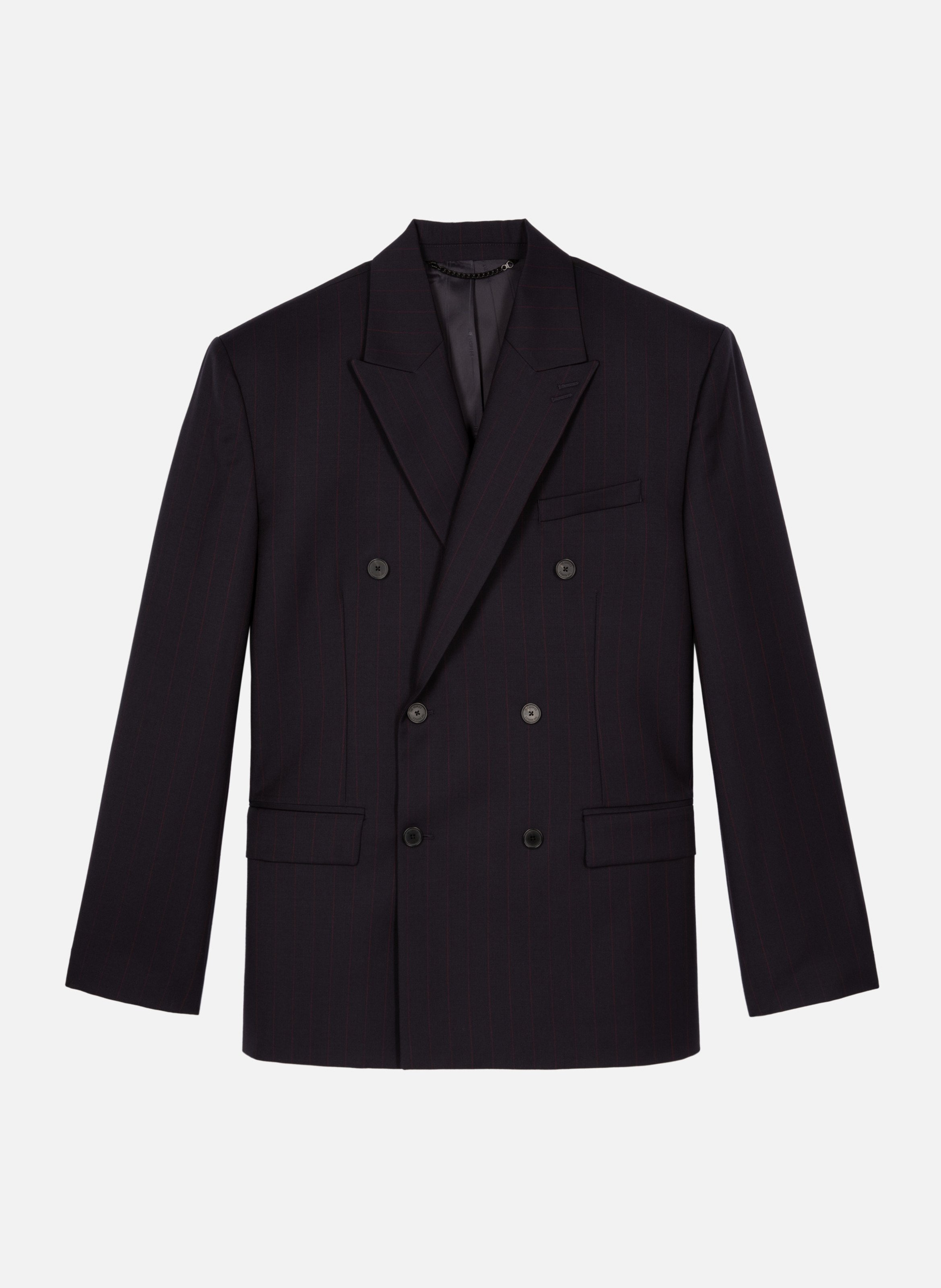 Striped double-breasted suit jacket THE KOOPLES Blue