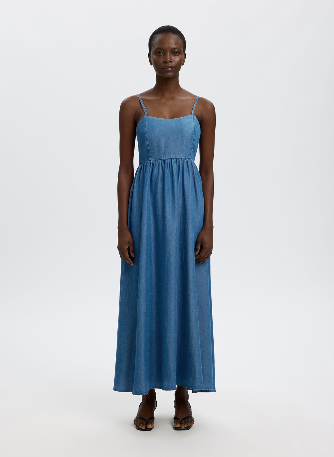 Lange jurk met ronde hals SELECTED Blue