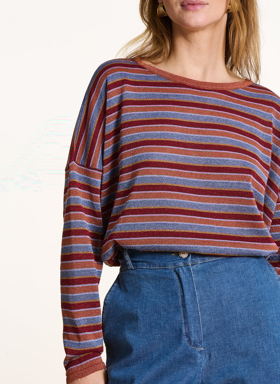 Gestreifter Pullover mit Rundhalsausschnitt LA FEE MARABOUTEE Mehrfarbig