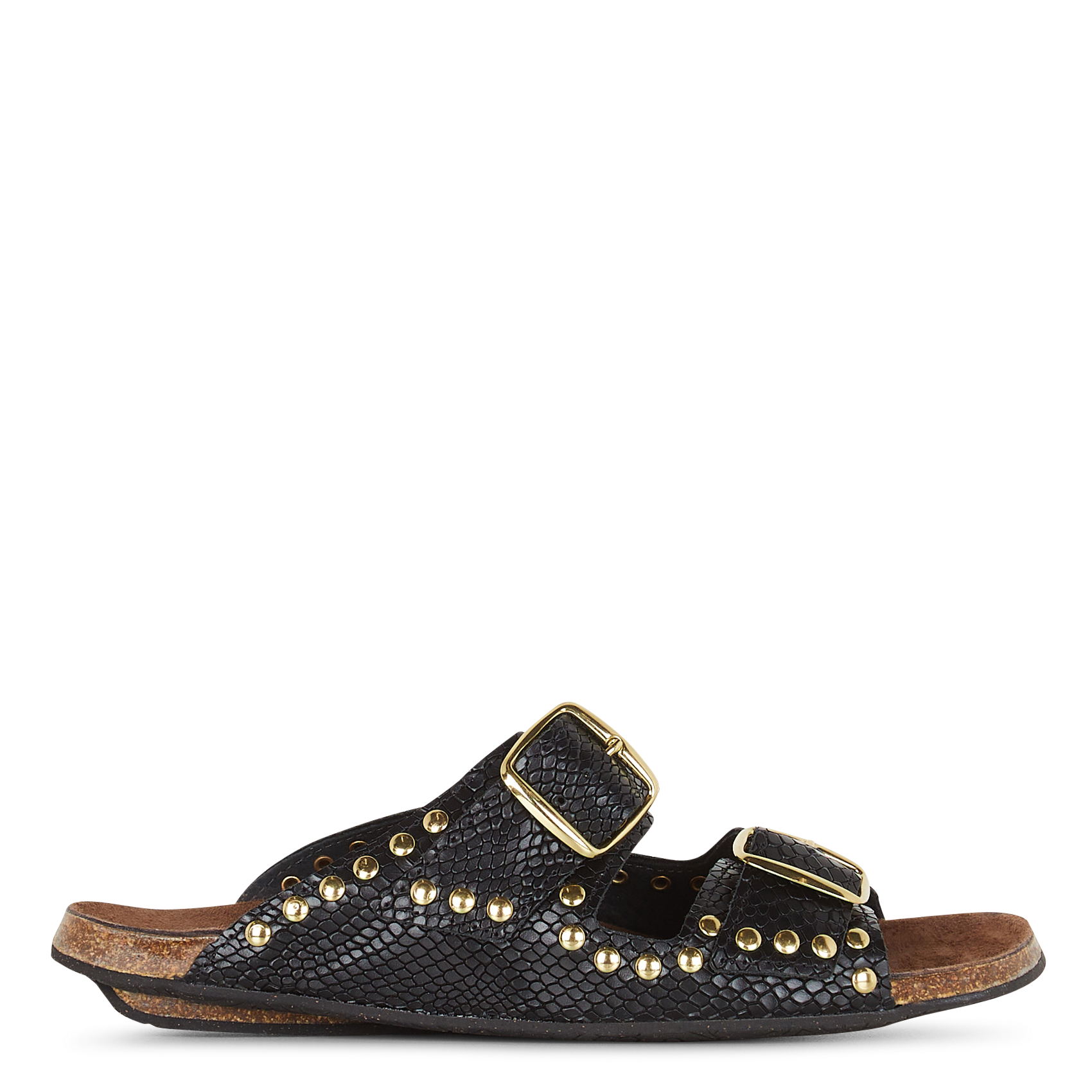 Avarca Berlin - Flache Ledersandalen mit Samt BOSABO Schwarz