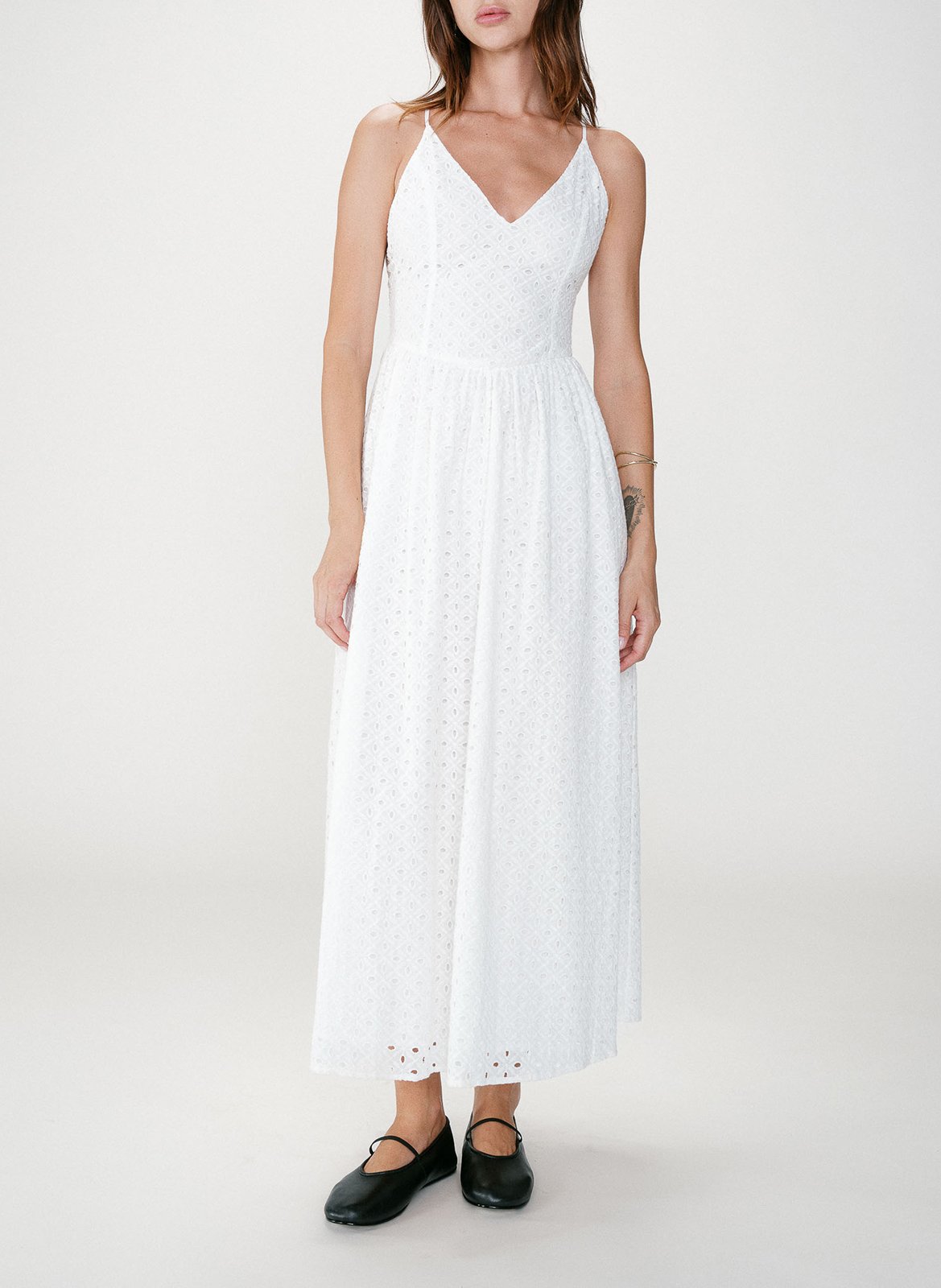 Robe longue col V en coton GRACE ET MILA