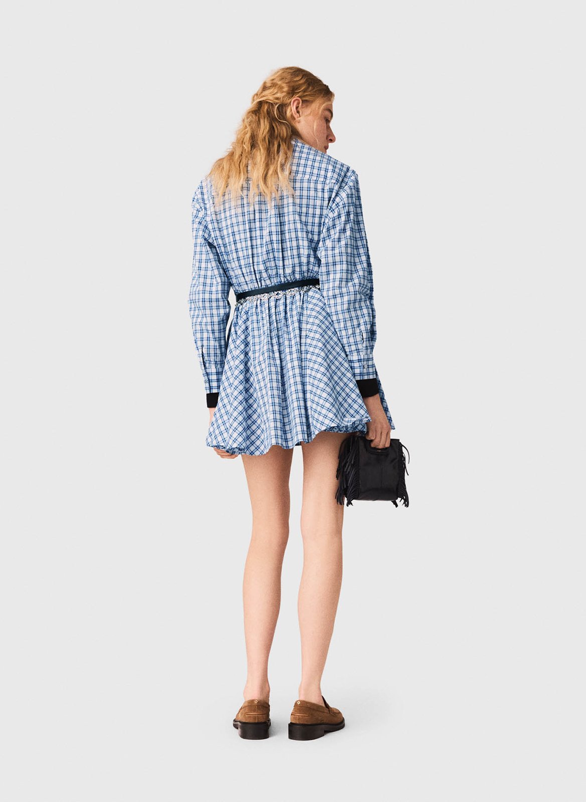 Robe courte à carreaux  MAJE Bleu