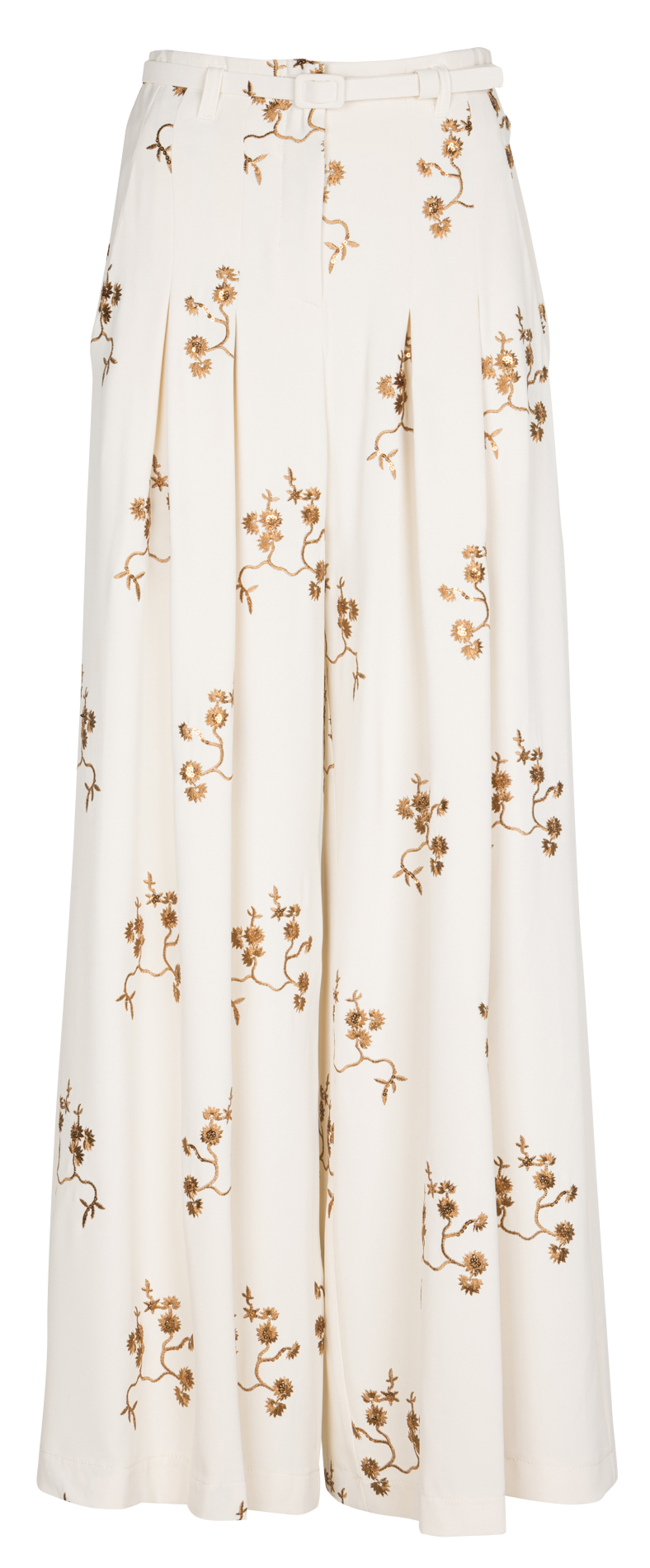 Wijde broek met borduursel IMPERIAL Beige