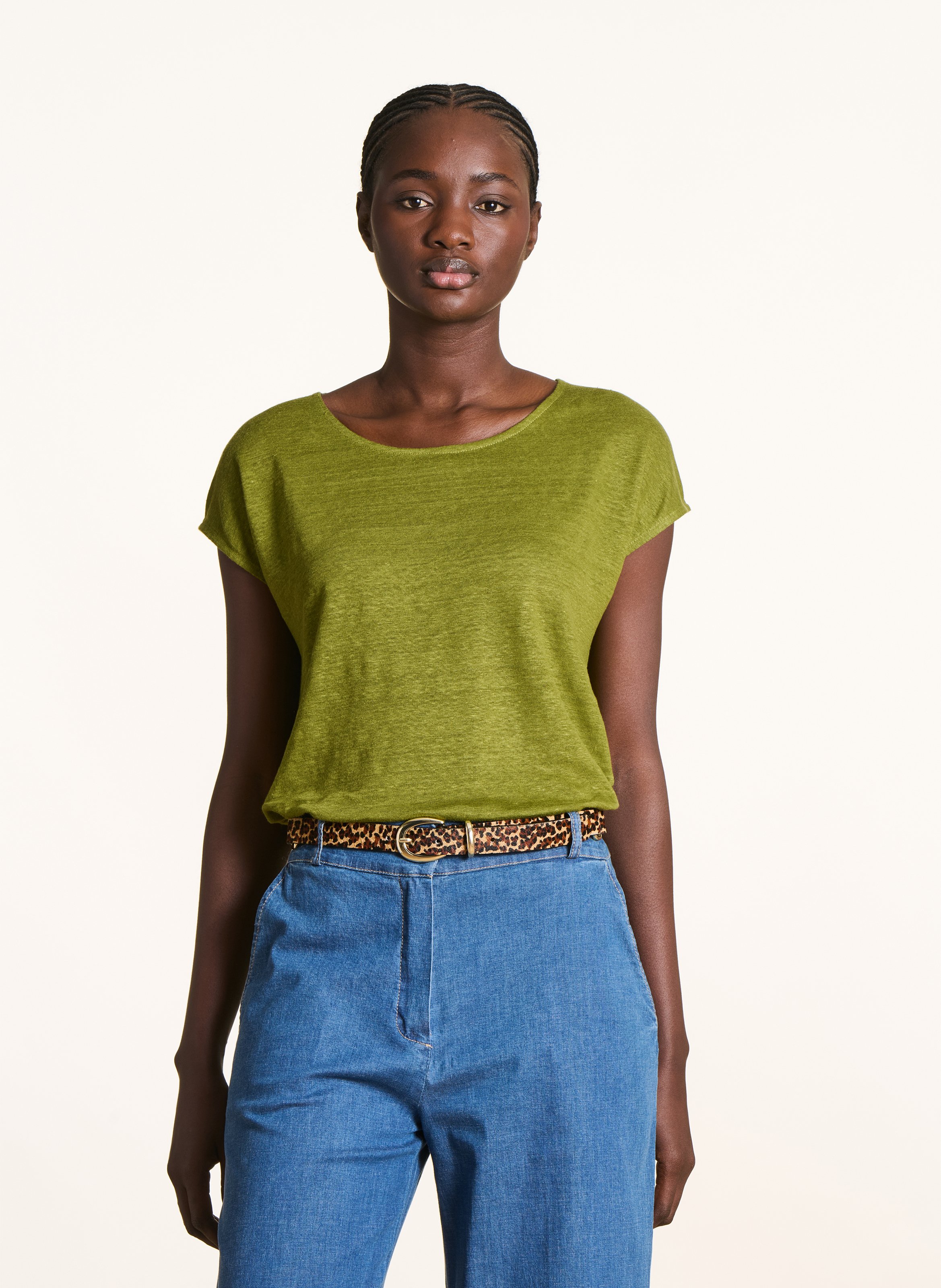 Tee-shirt droit chiné en lin LA FEE MARABOUTEE