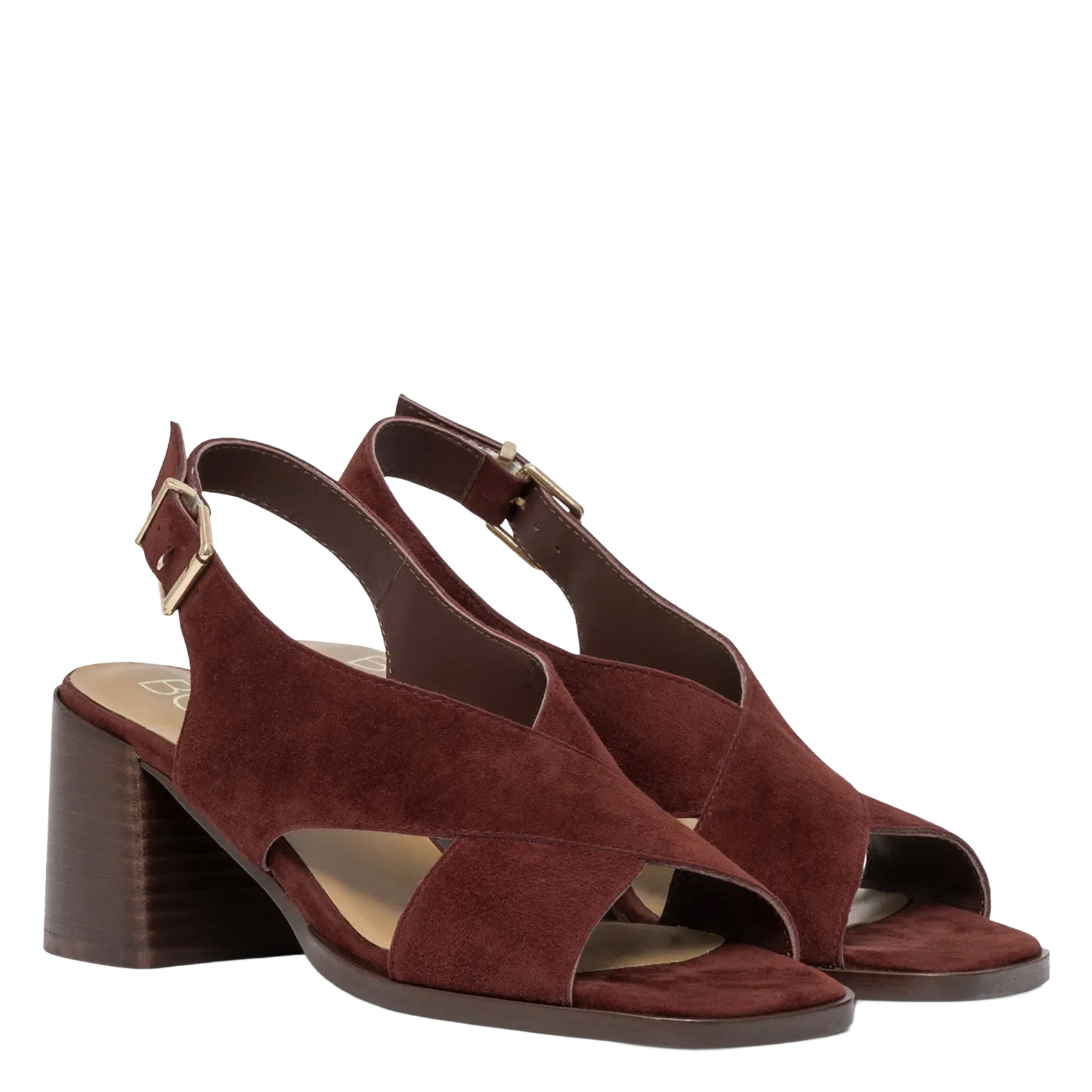 Heeled suede sandals BOCAGE Purple