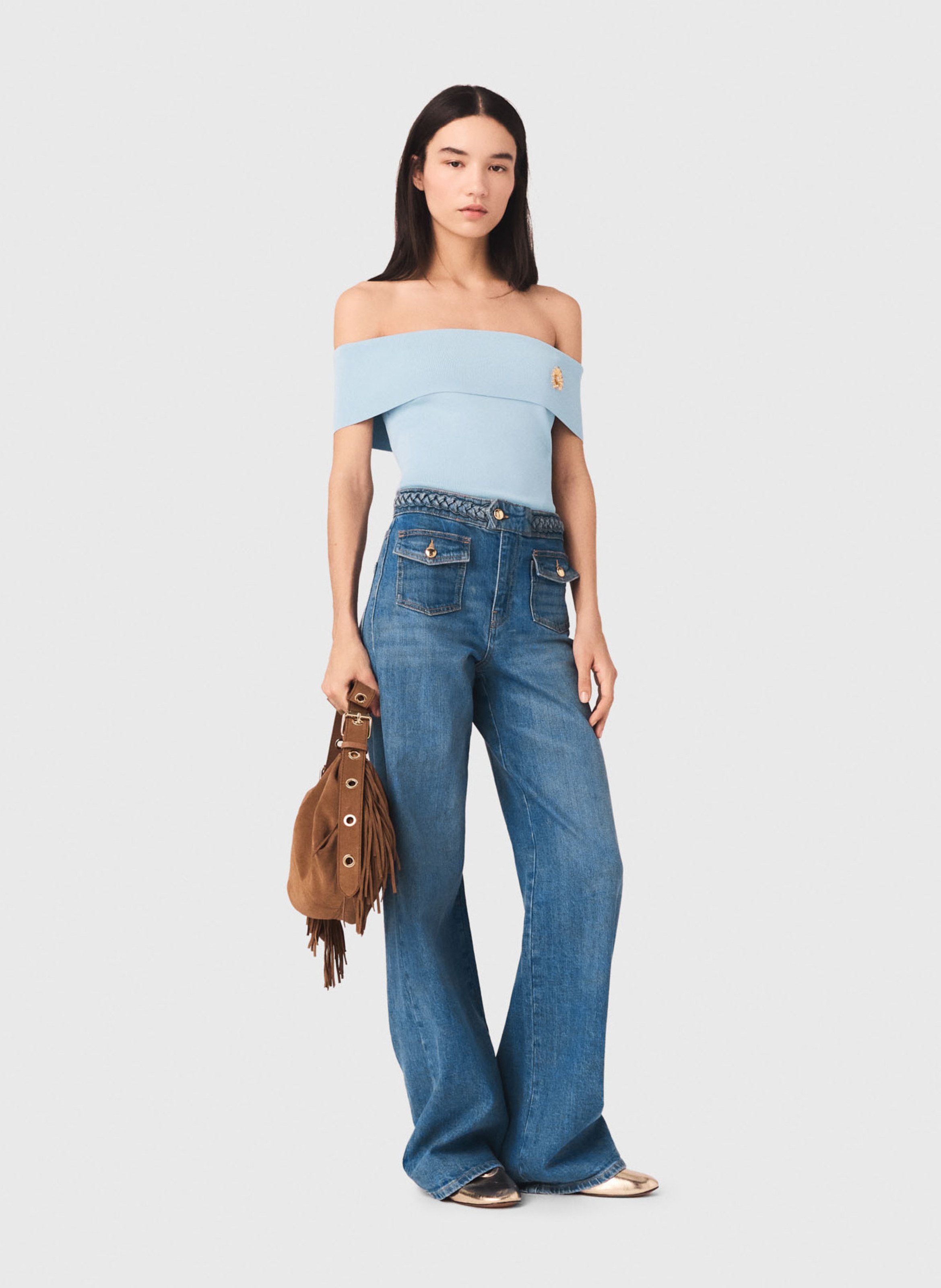 Jeans met wijde pijpen | katoenblend MAJE Blauw