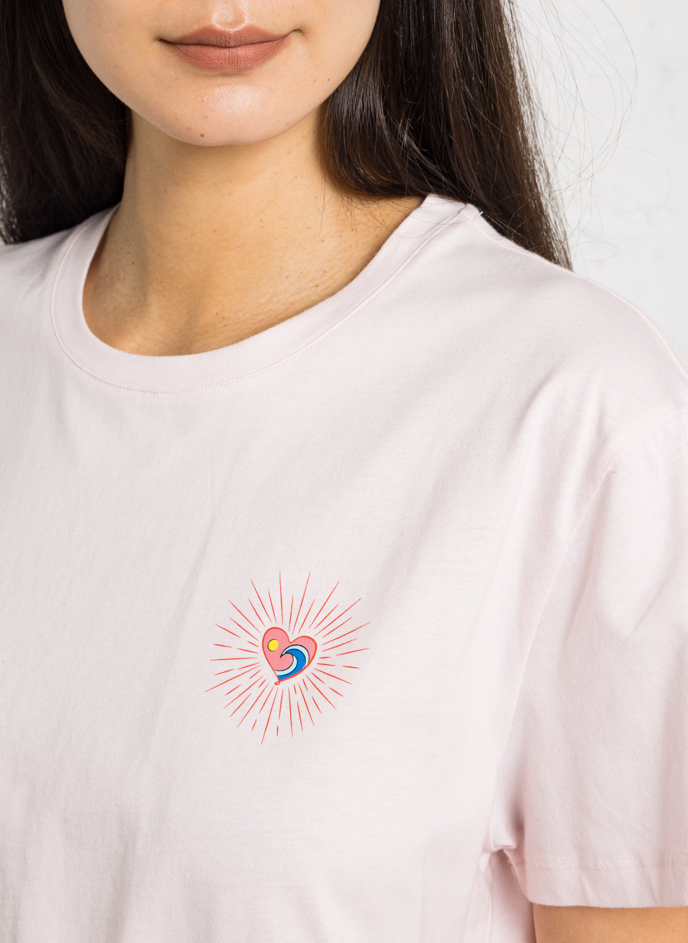 Tee-shirt droit col rond sérigraphié en coton LA PETITE ETOILE Rose