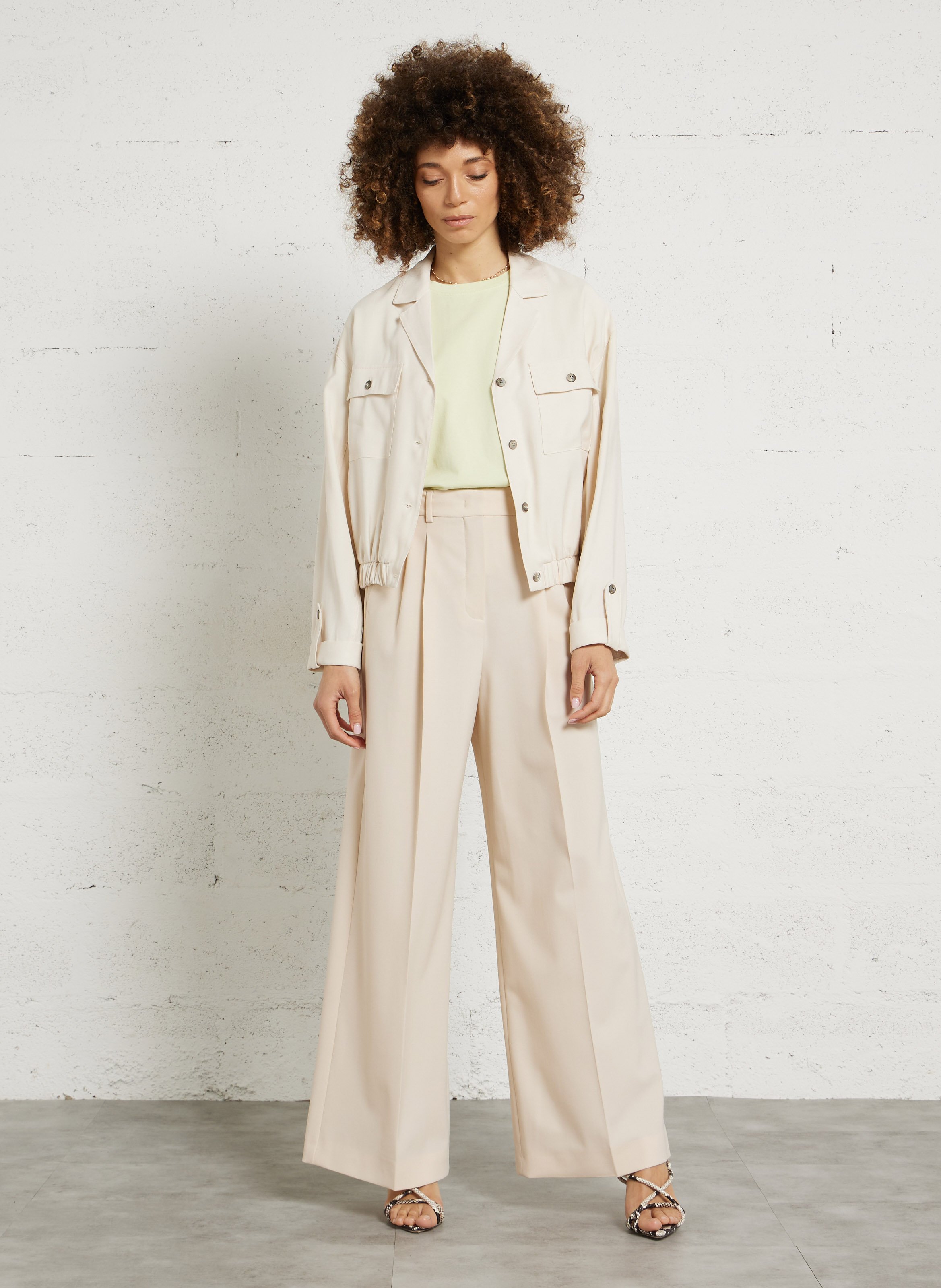 Straight tailored collar jacket PLEASE Beige