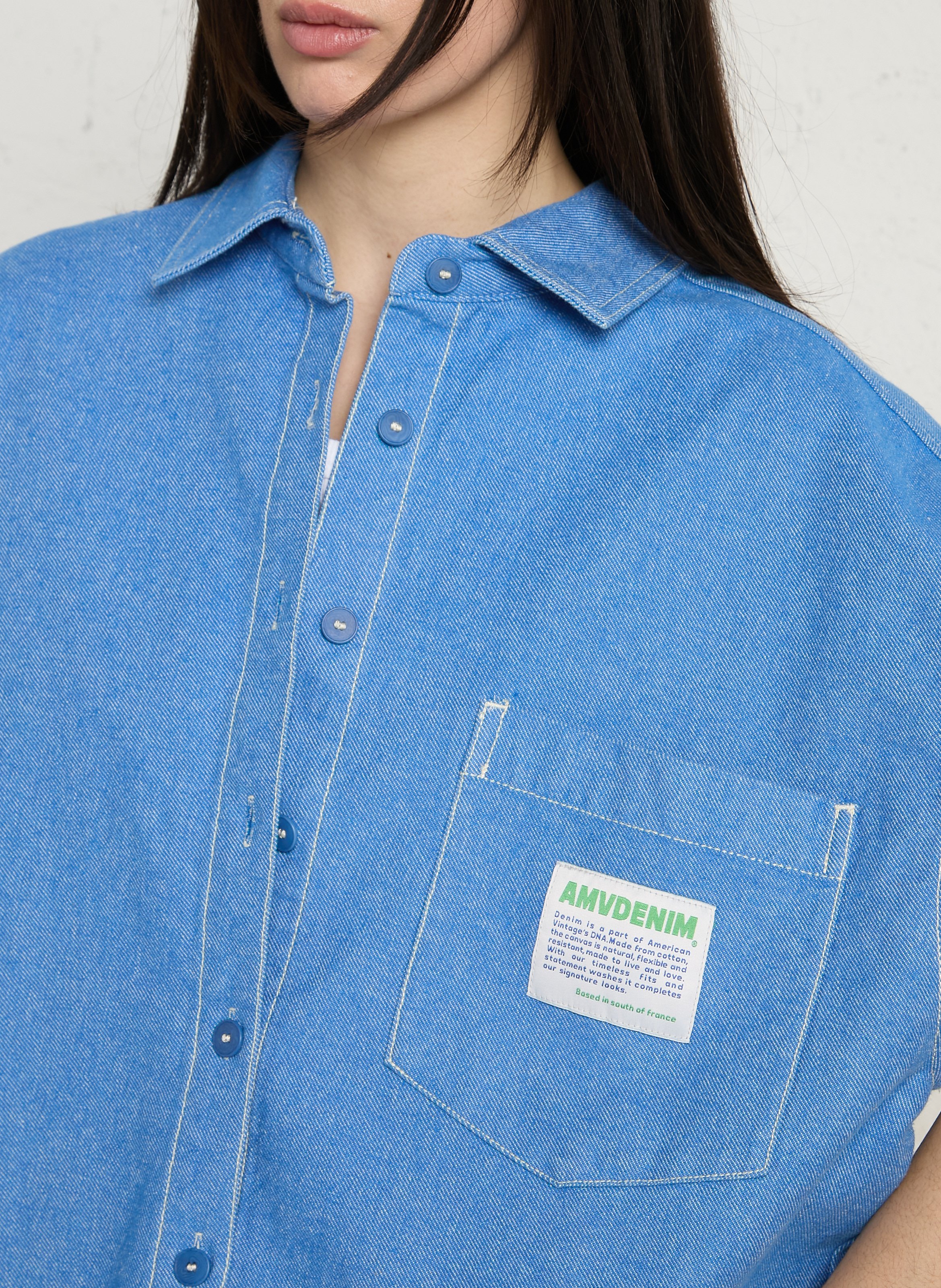 Oversized denim button-up shirt AMERICAN VINTAGE Blue