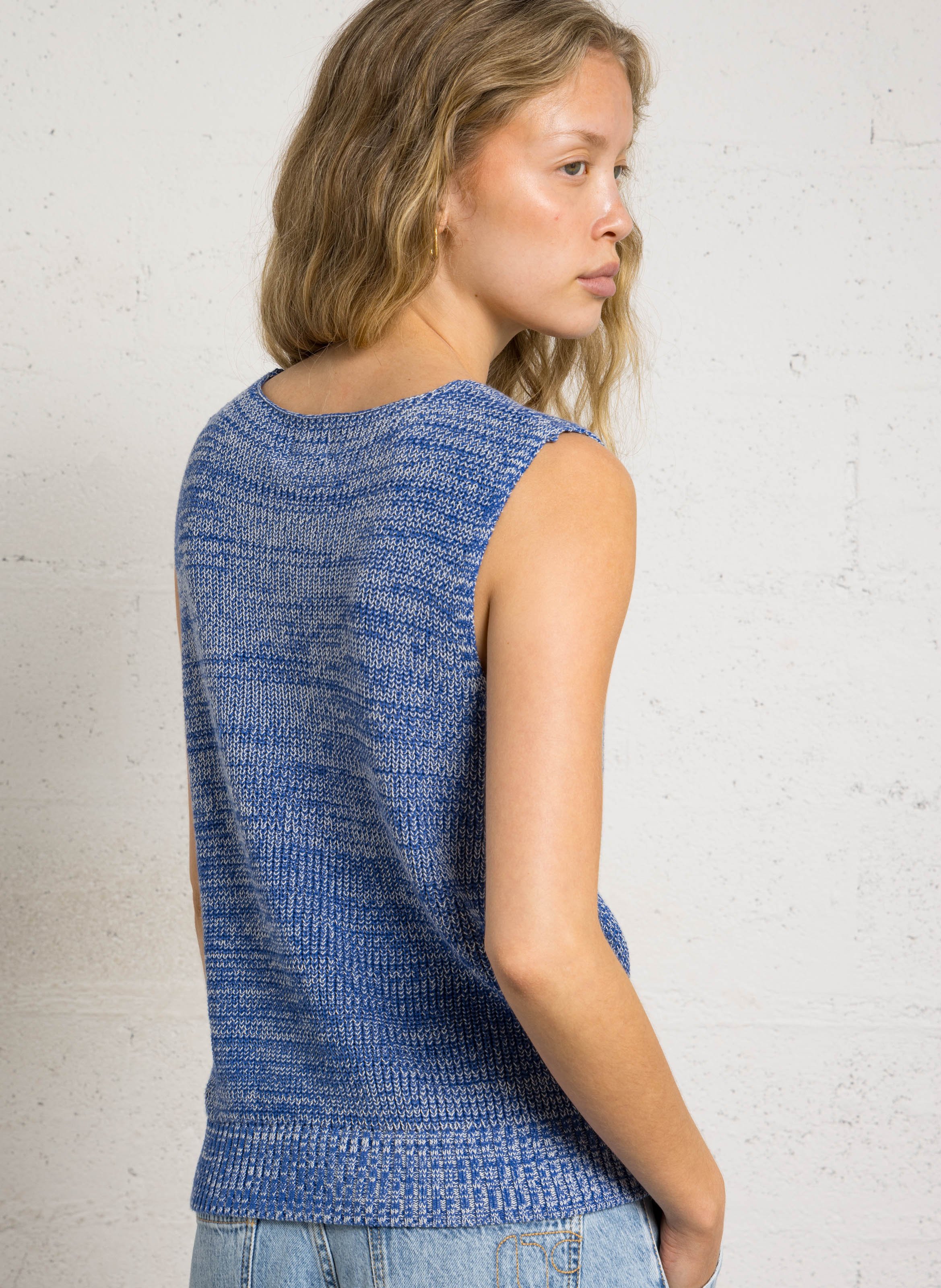 V-neck sleeveless cotton cardigan THE KORNER Blue