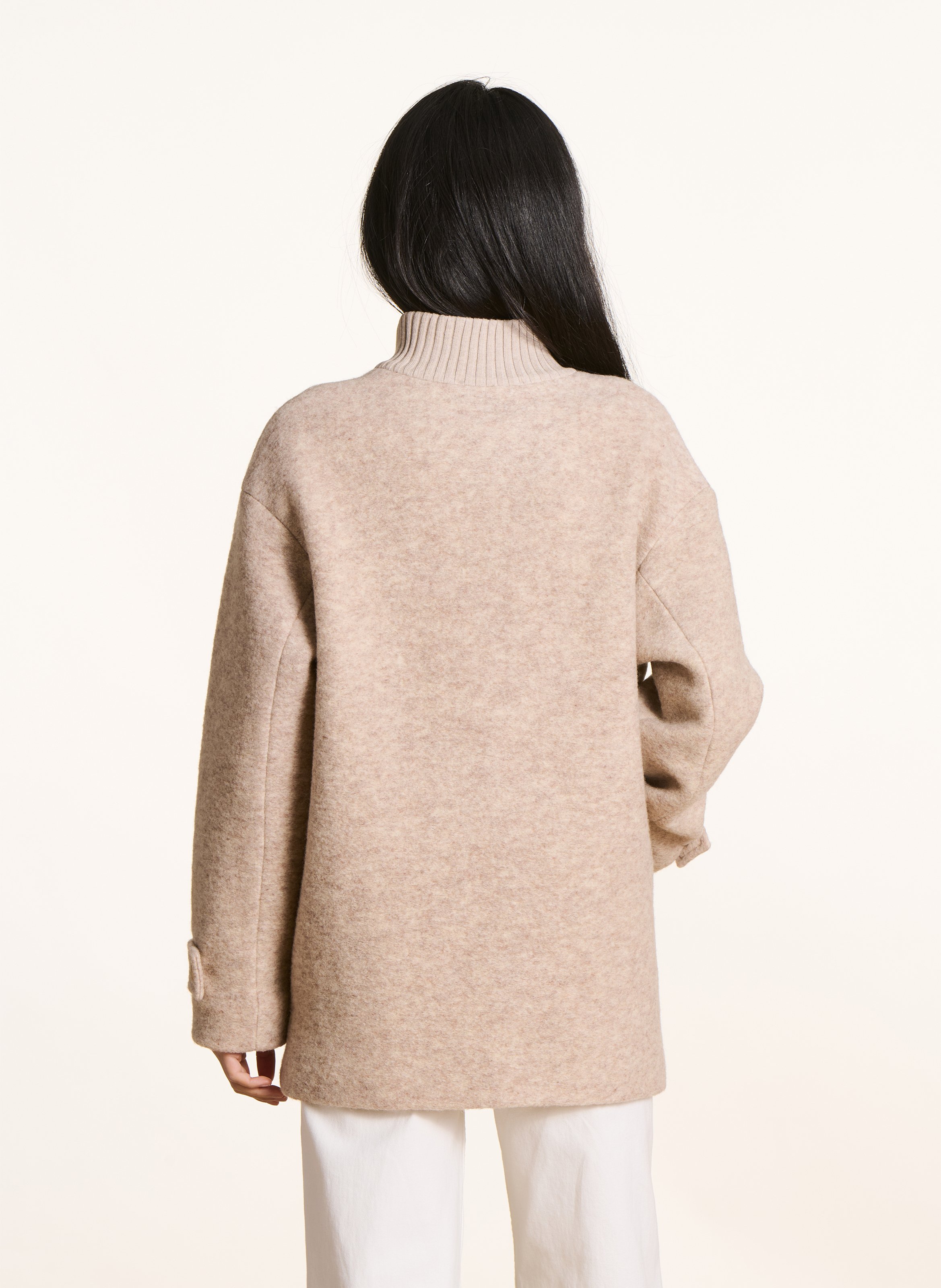 Veste col montant en laine mélangée LA FEE MARABOUTEE Blanc