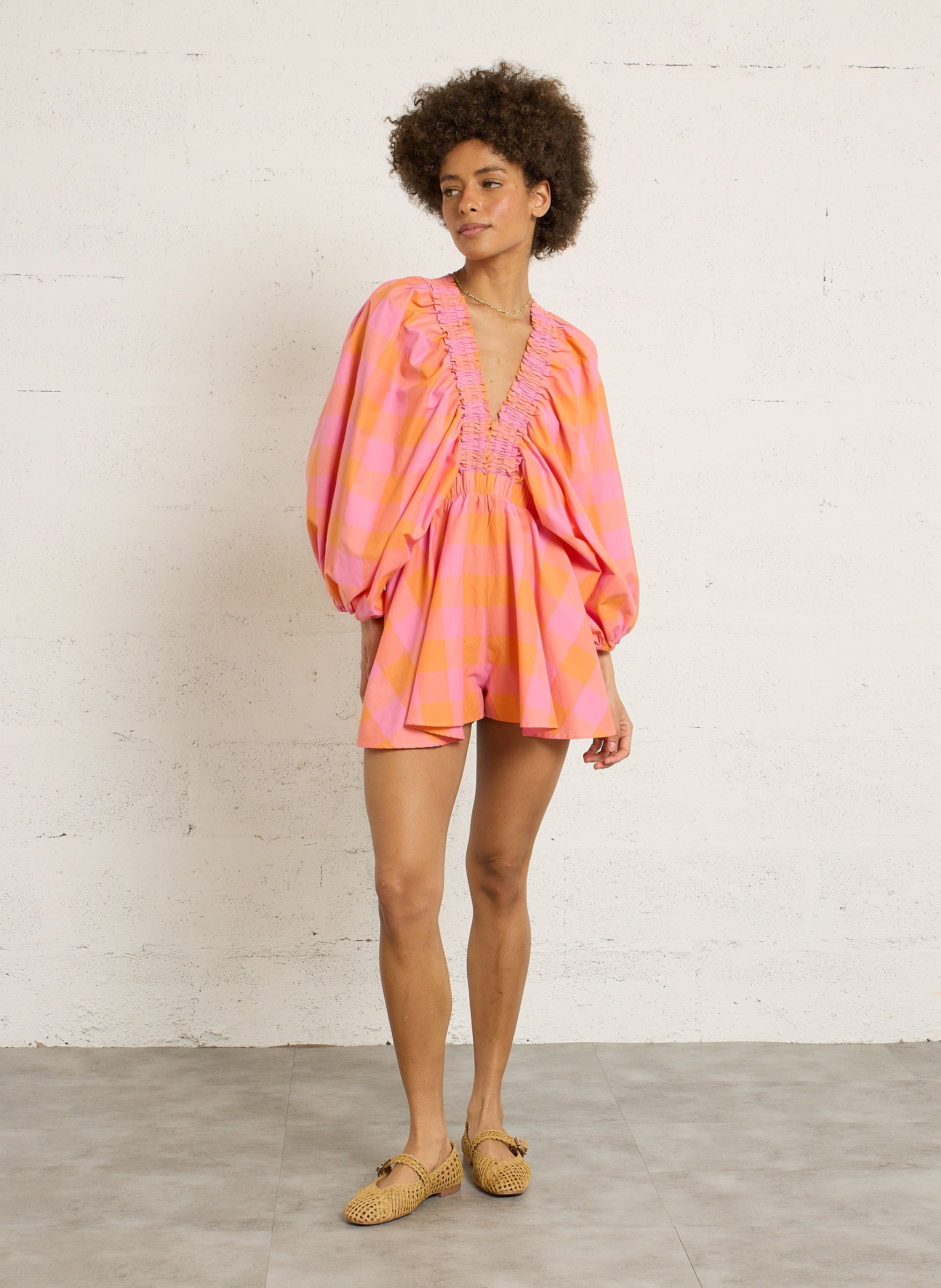 Mono corto ancho de algodón mezclado SUNDRESS Multicolor