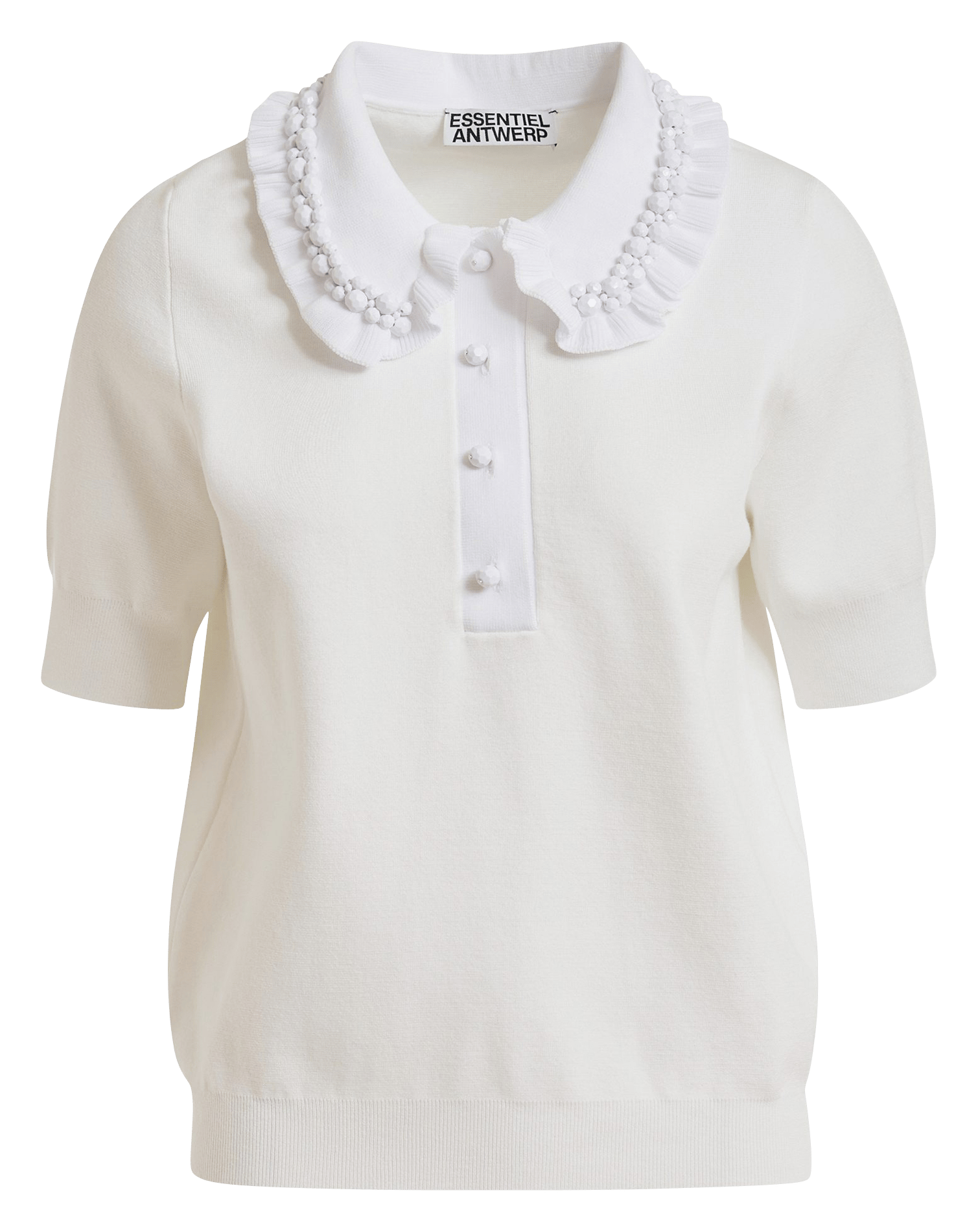 Polo a maniche corte monocolore con volant ESSENTIEL ANTWERP Bianco