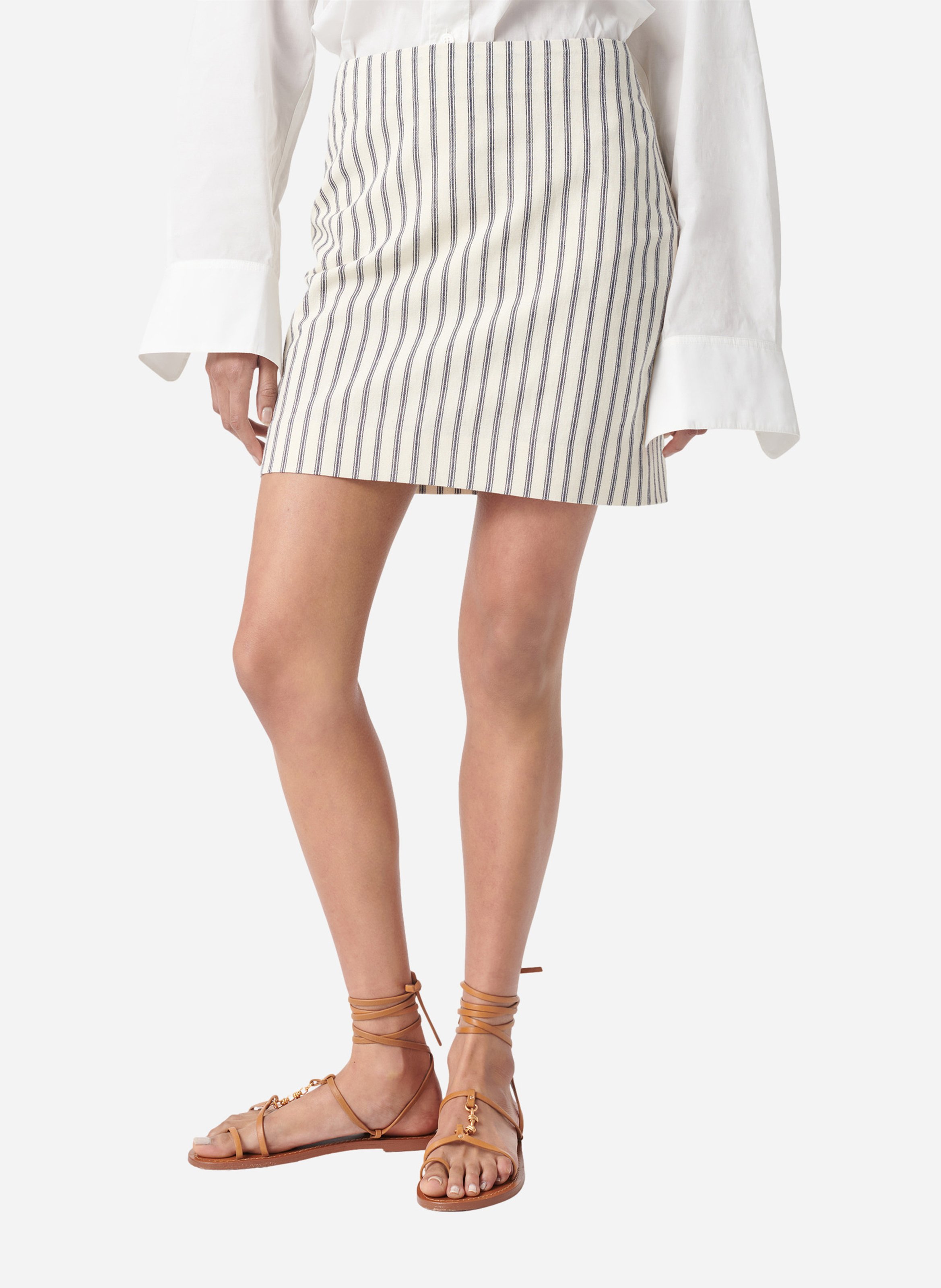 Jupe courte droite rayée VANESSA BRUNO Bleu