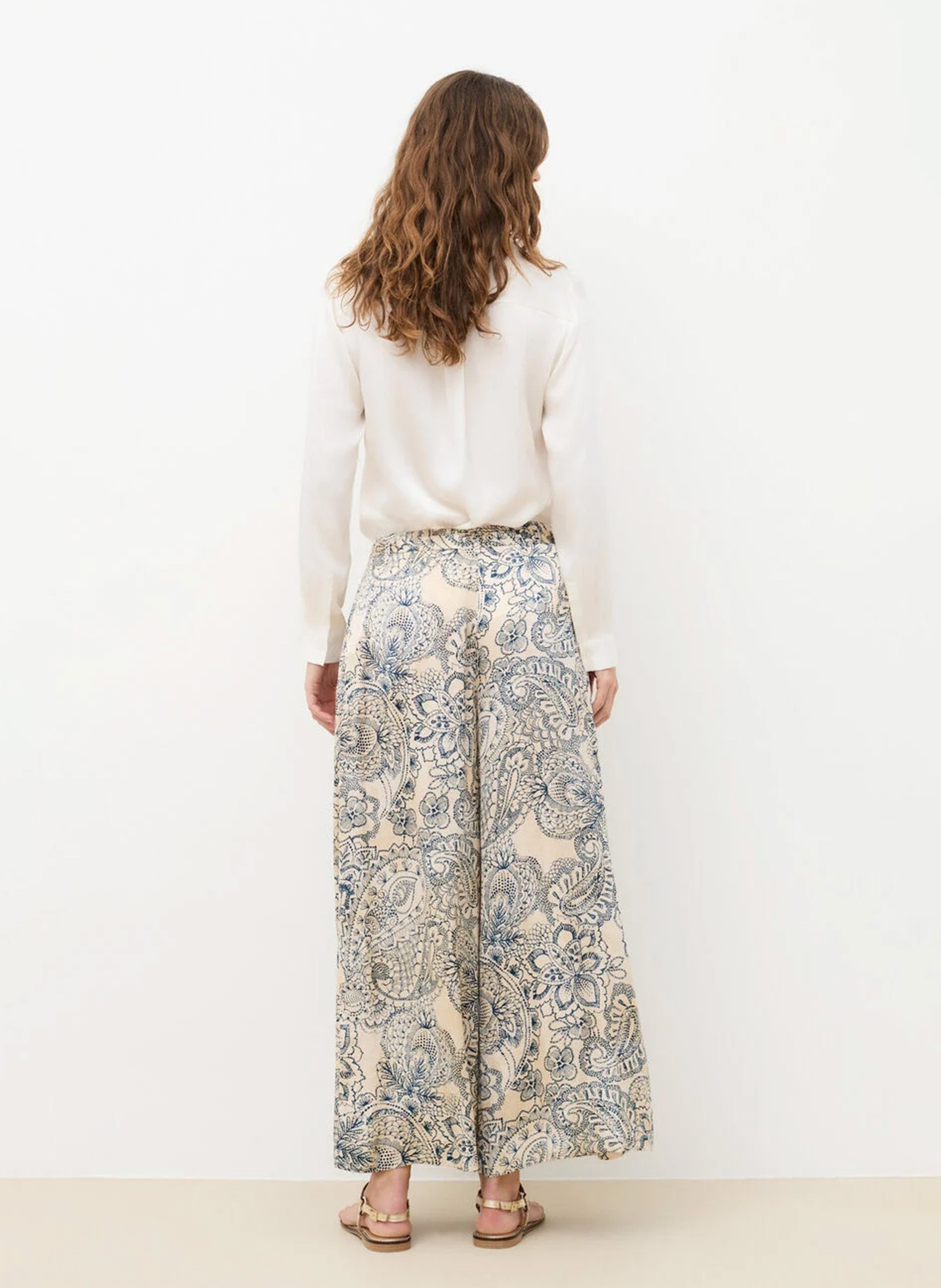 Pantalon large imprimé CAROLL Beige