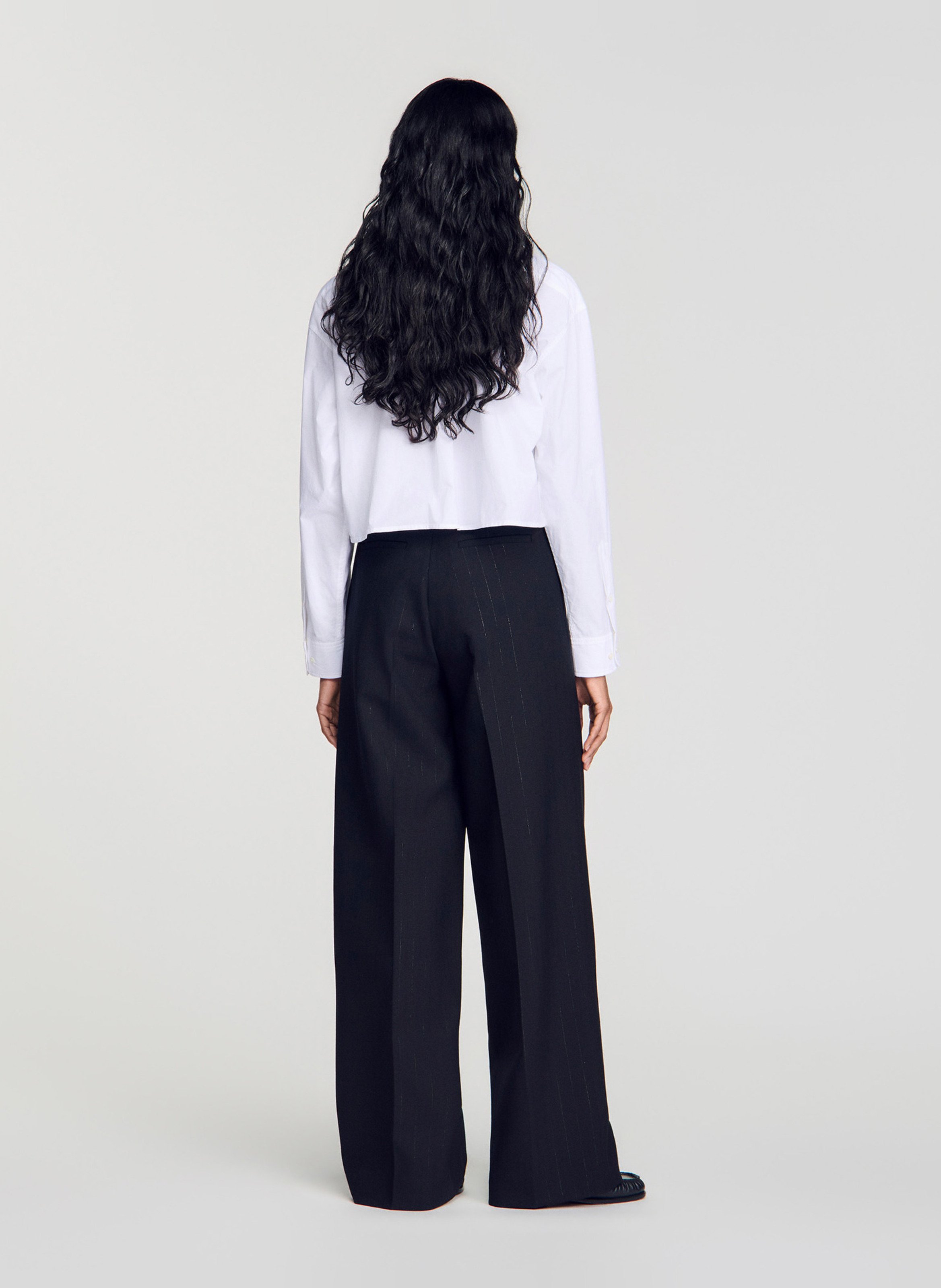 High-waisted wide-leg pants SANDRO Black