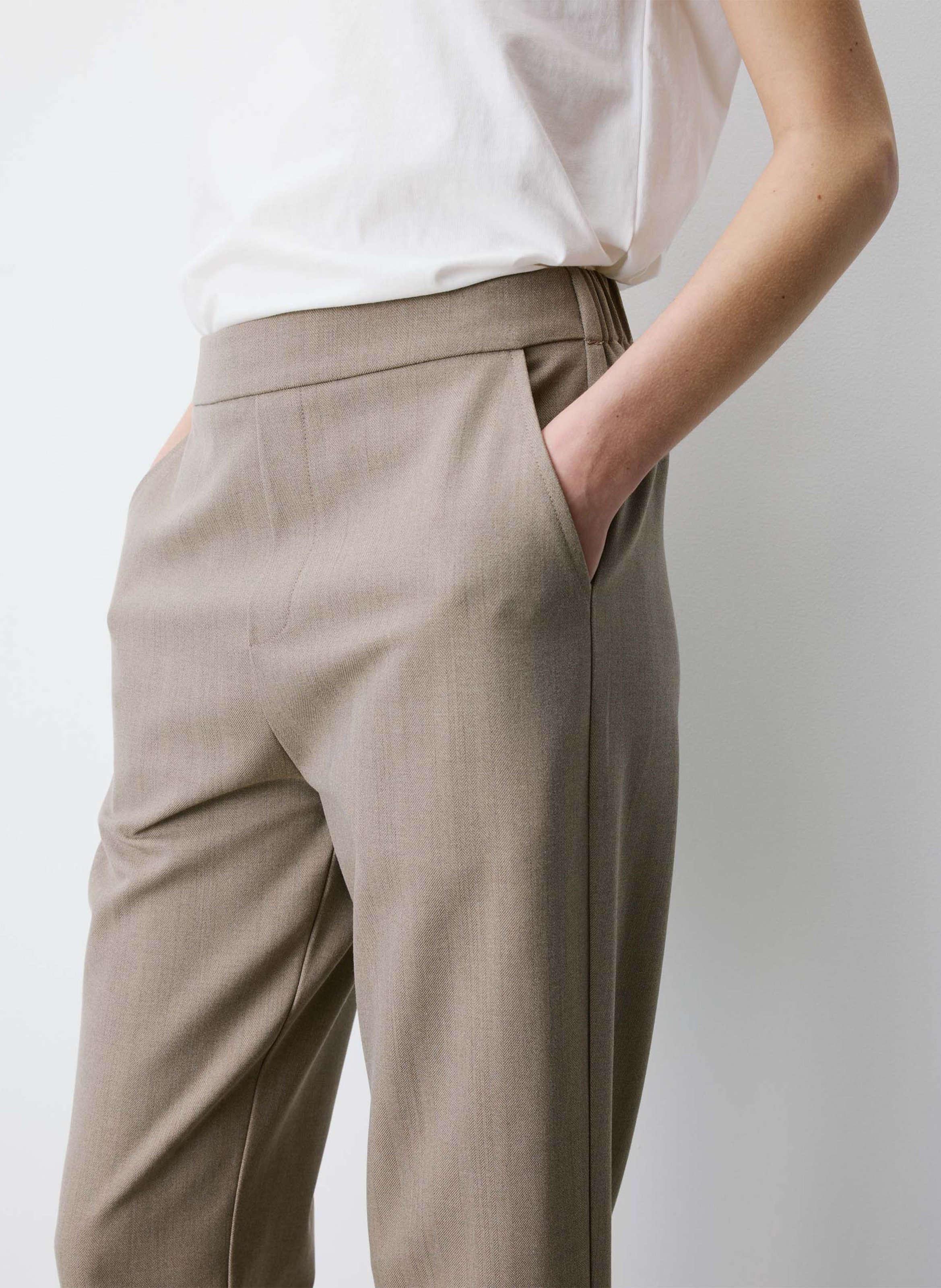 Tailored 7/8 length trousers GRACE ET MILA Beige