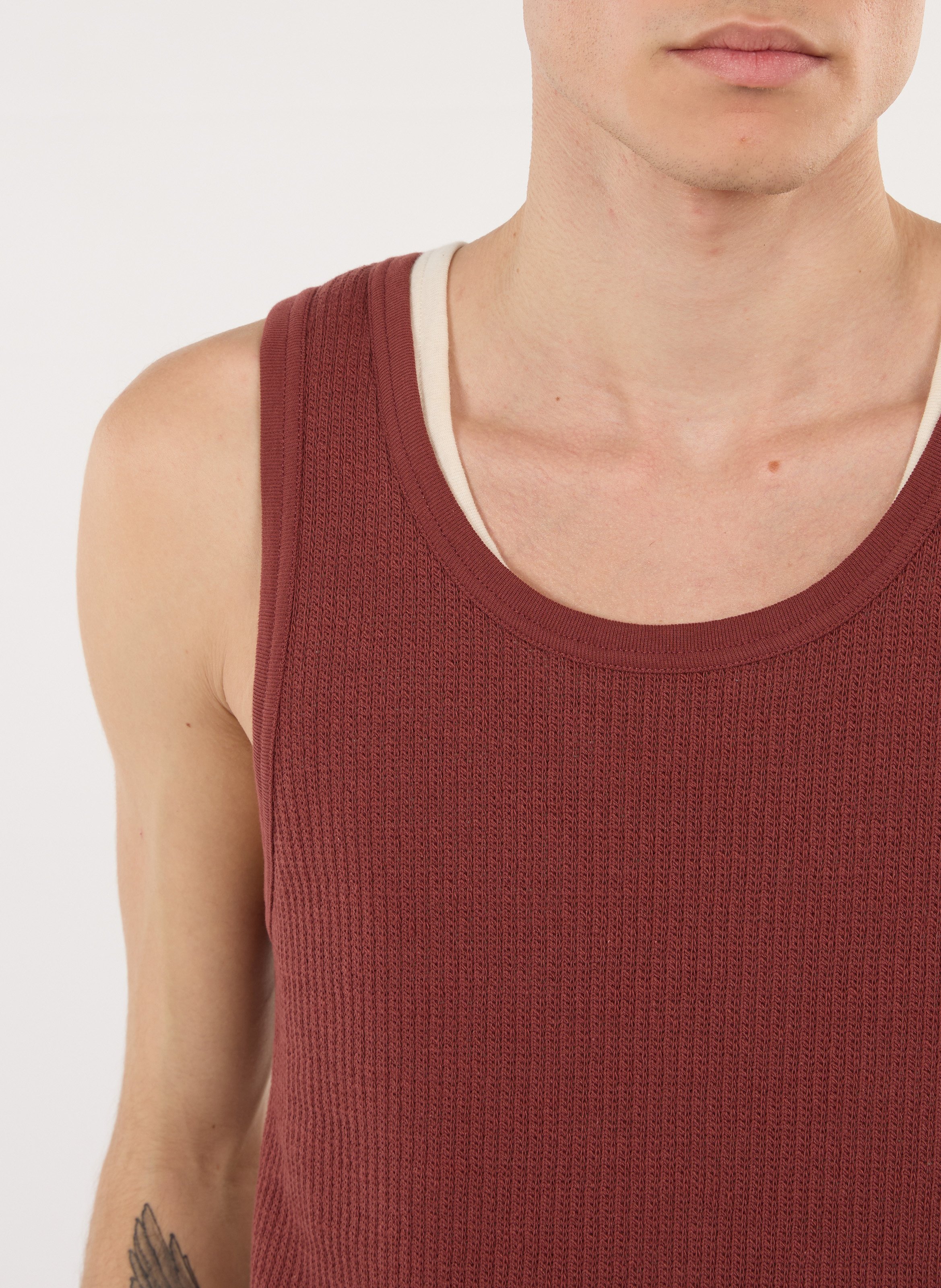 Gerade geschnittenes Rundhals-Tanktop aus Baumwolle SAISON 1865 Braun