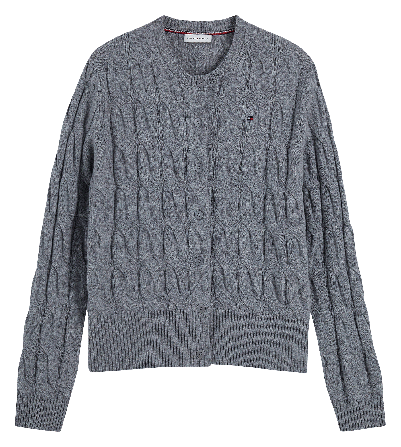 Round-neck wool cardigan TOMMY HILFIGER Grey