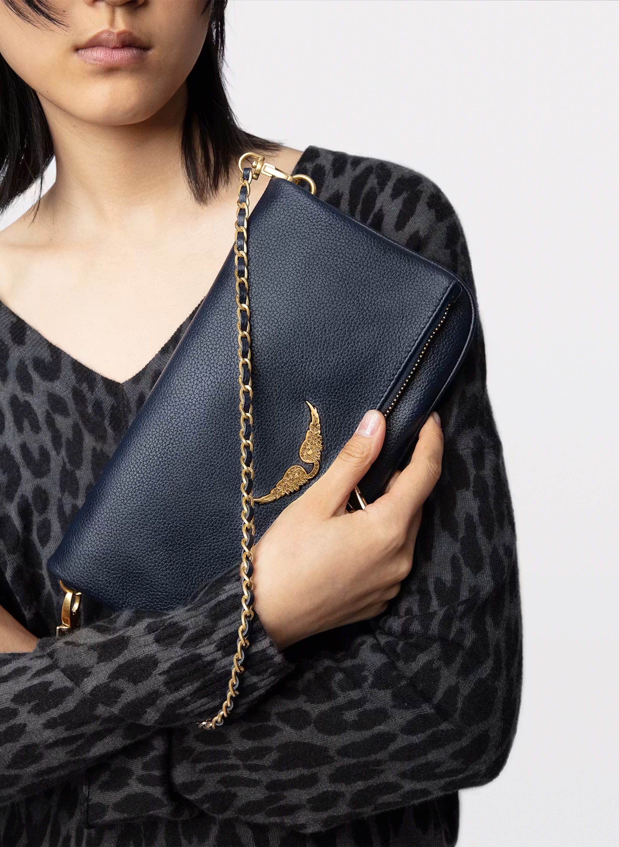 Leather clutch bag ZADIG&VOLTAIRE Blue