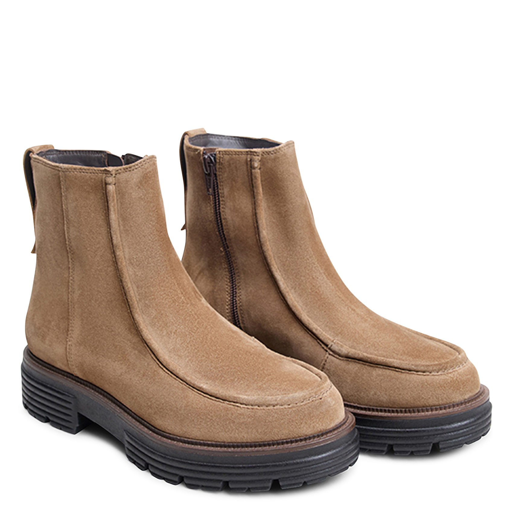 Ronde suède enkellaarsjes JONAK Beige