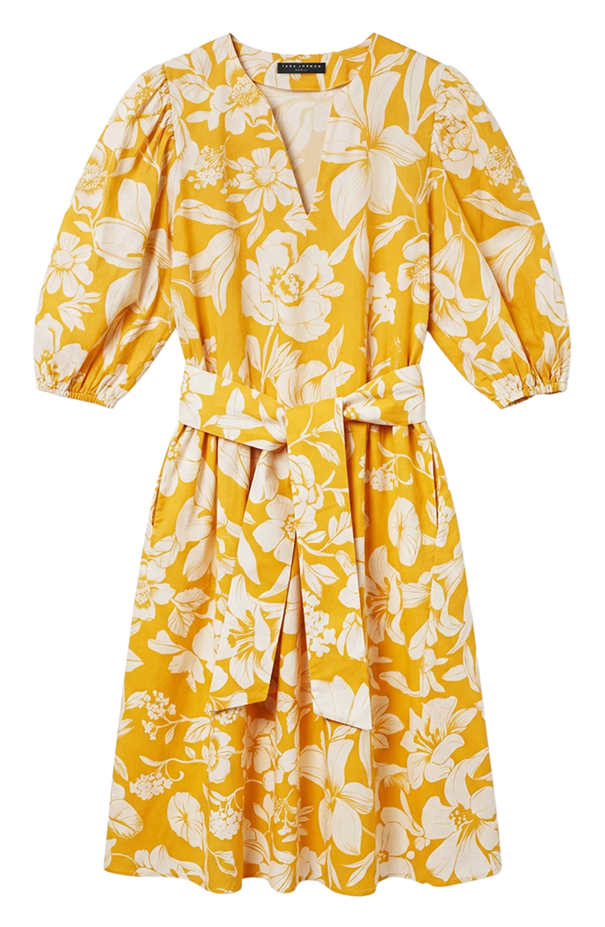 Cotton floral print dress TARA JARMON Yellow