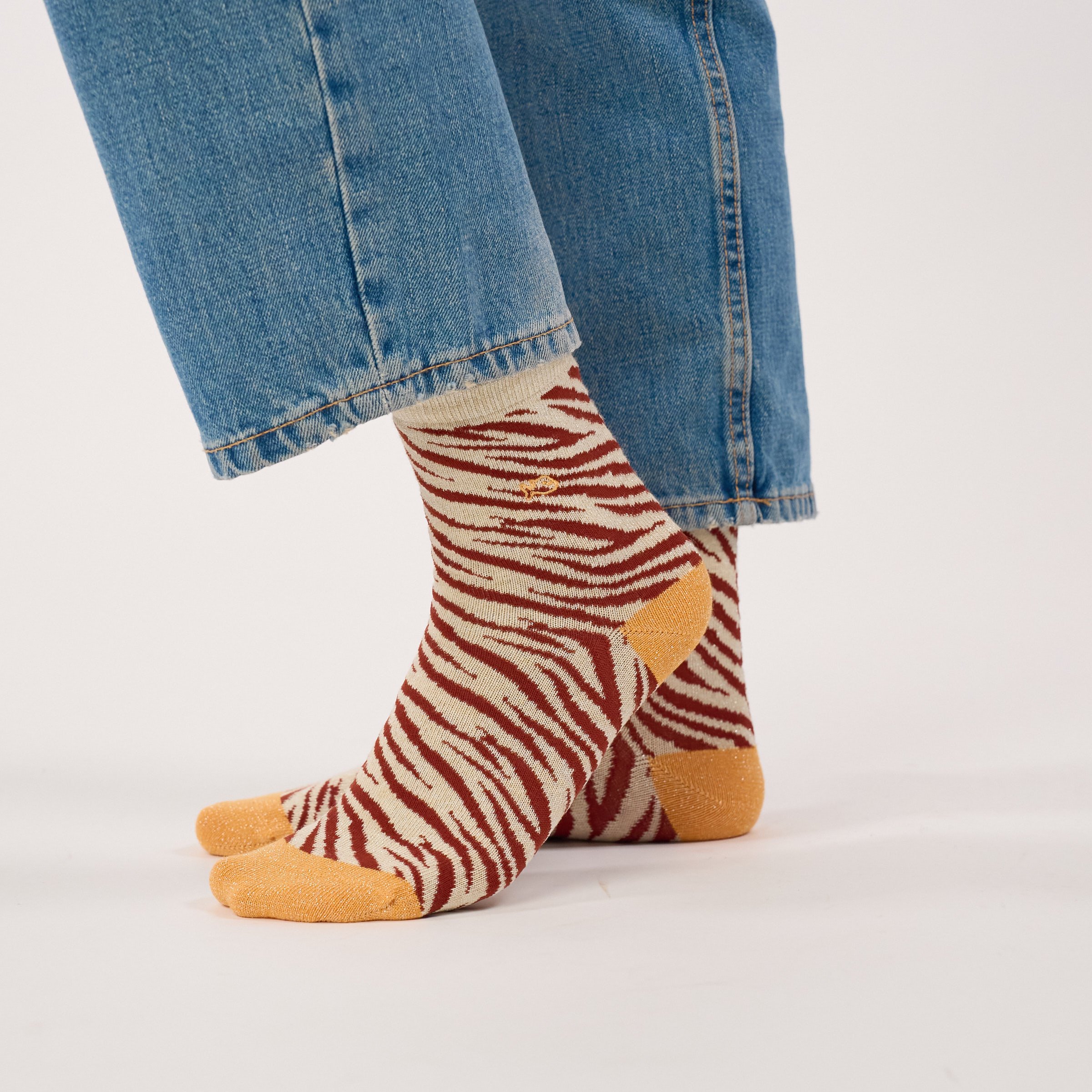 Combed Cotton Zebra Socks BILLYBELT Brown