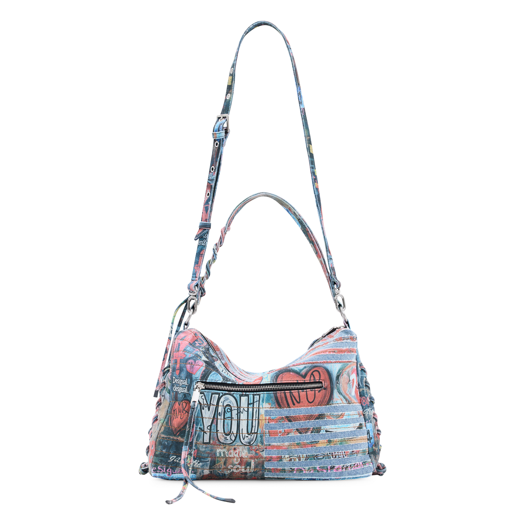 Sac porté épaule en denim de coton imprimé DESIGUAL Mehrfarbig