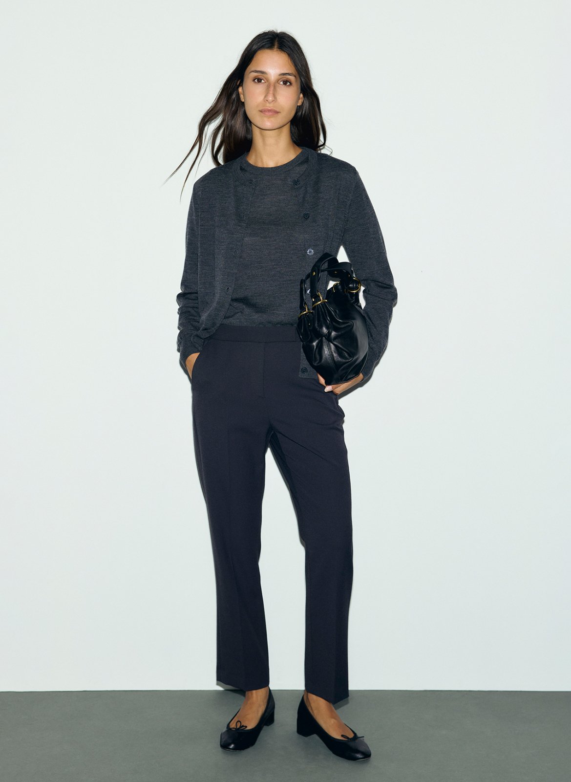 Gilet droit col rond en laine GERARD DAREL Gris